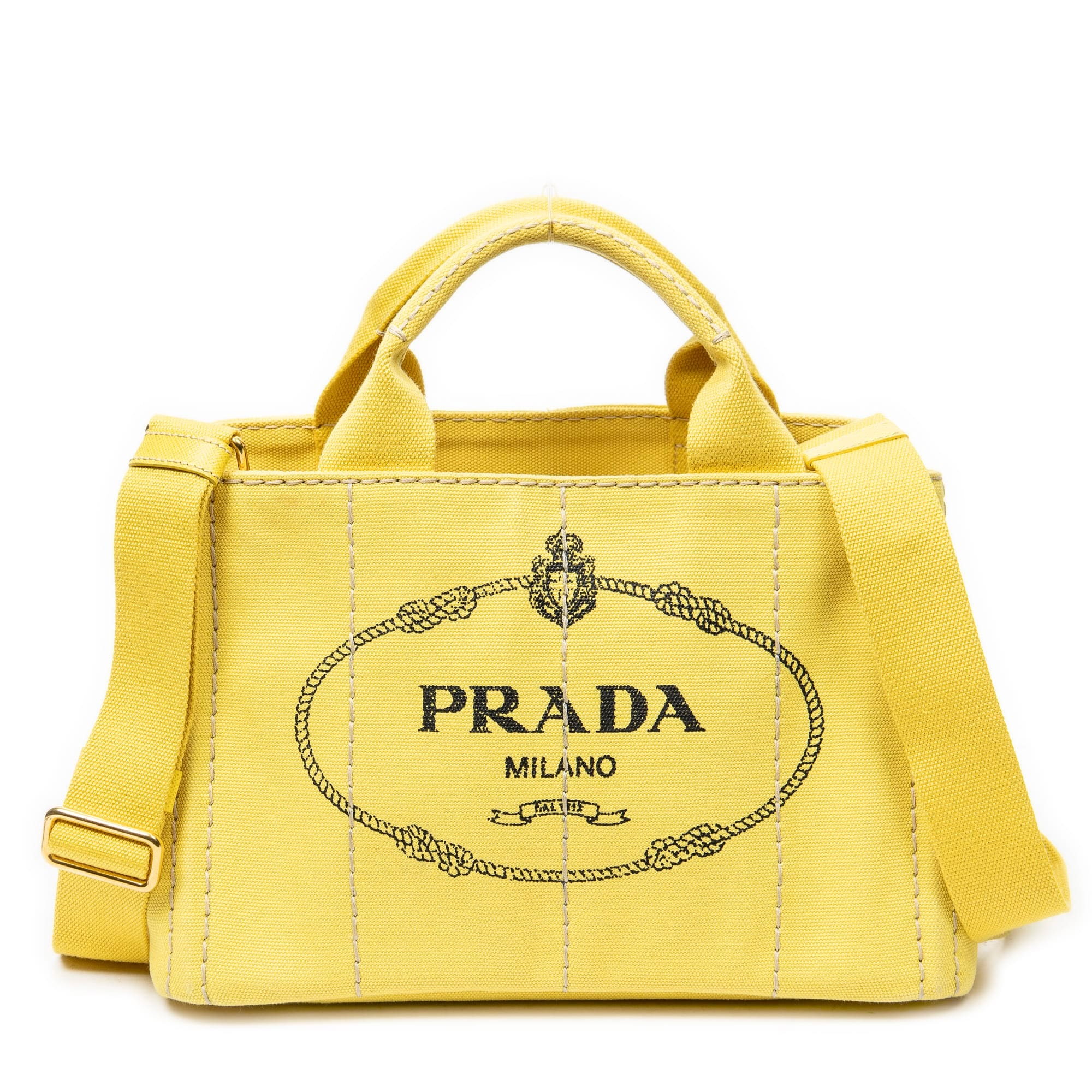 Prada Yellow Canvas Small Canapa Tote ABC3747