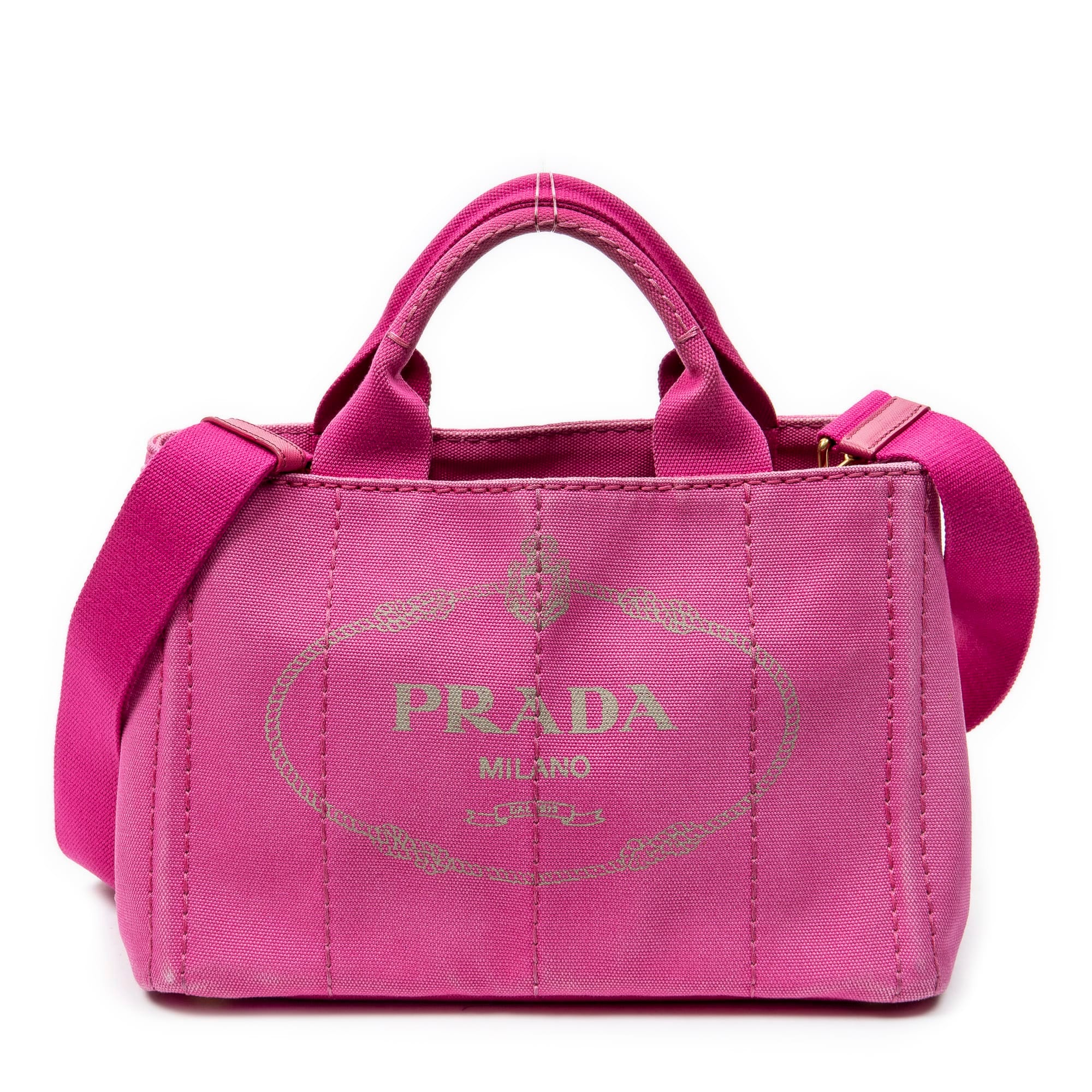 Prada Fuchsia Canvas Small Canapa Tote ABC3531