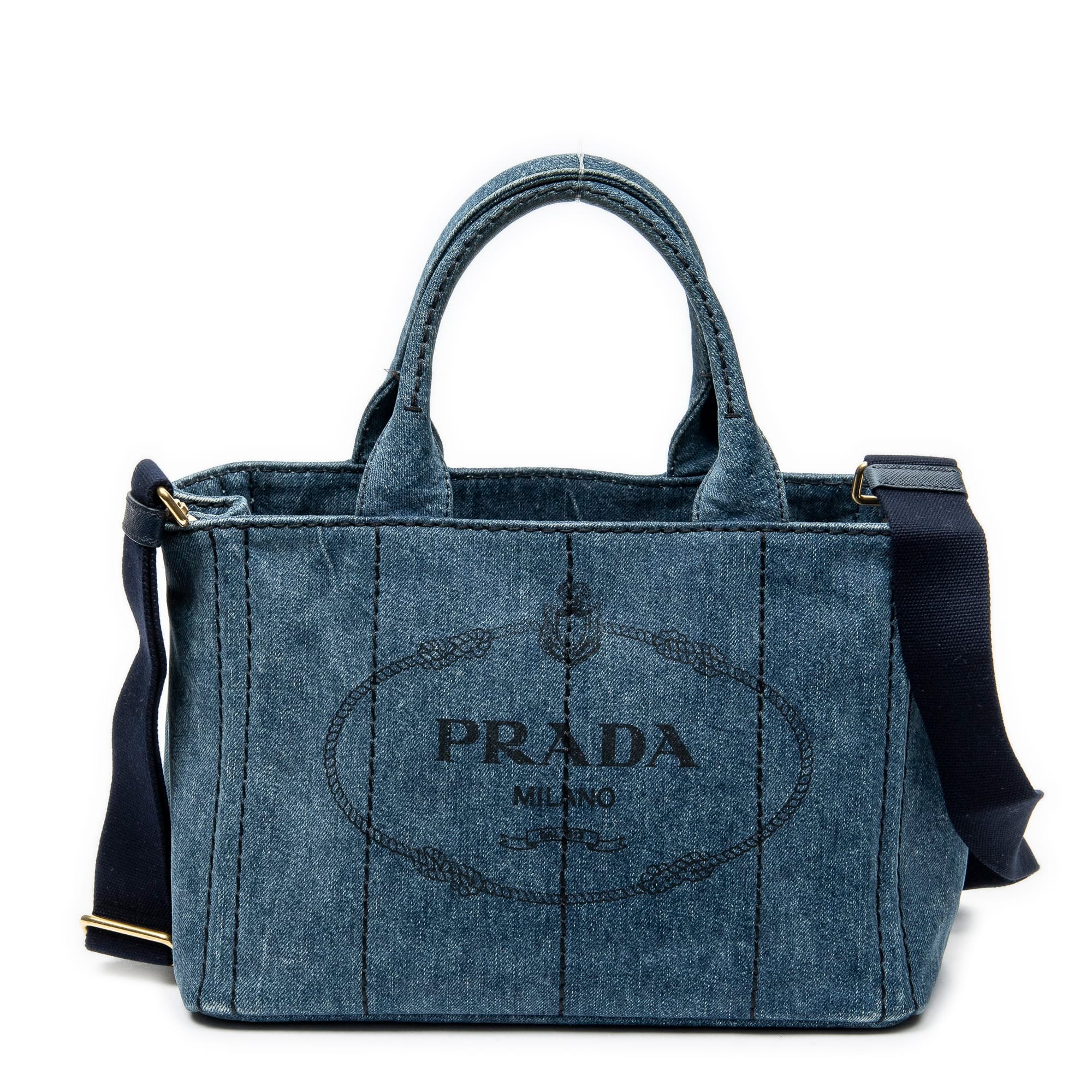Prada Blue Canvas Small Canapa Tote ABC3400