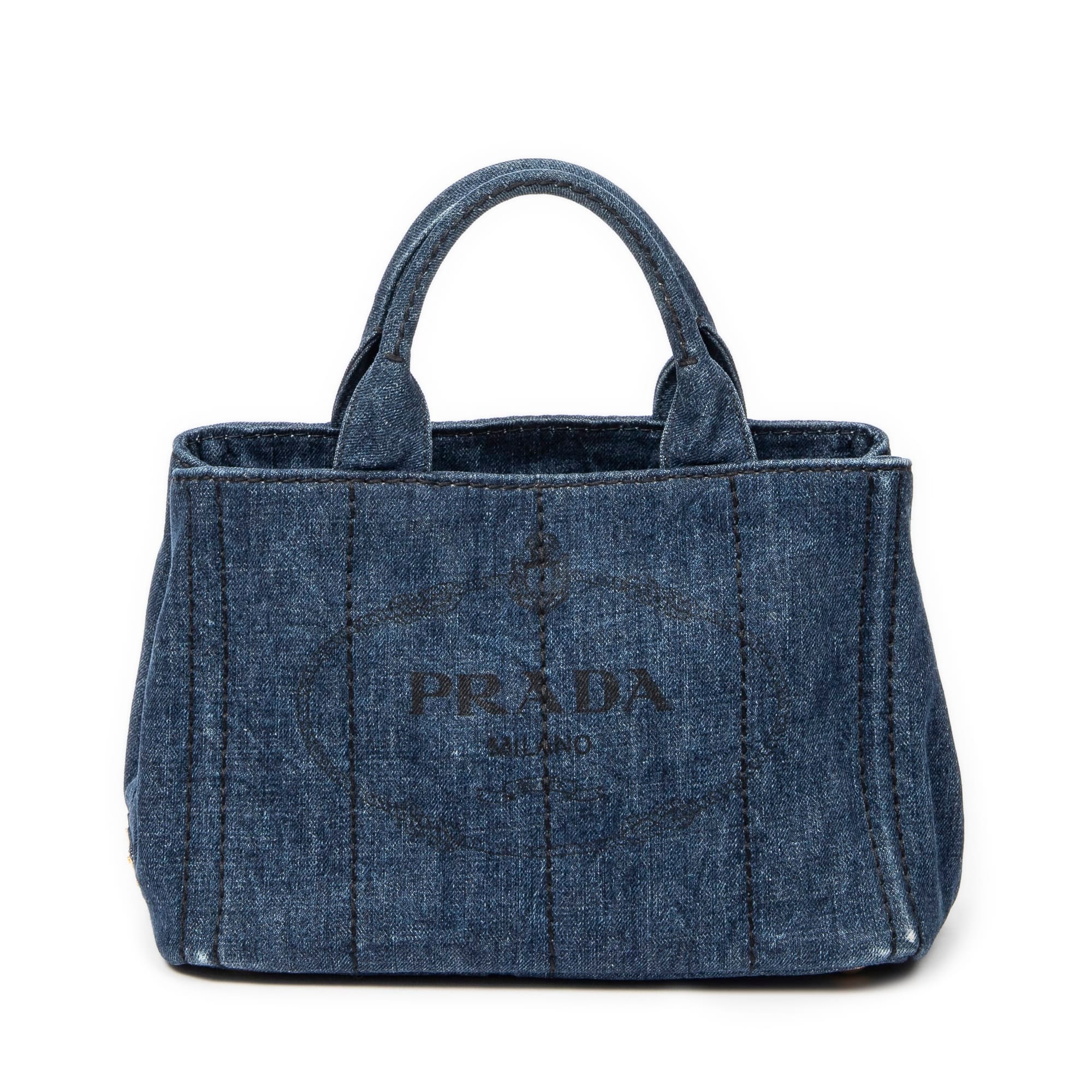 Prada Denim Blue Canvas Small Canapa Tote ABA7497