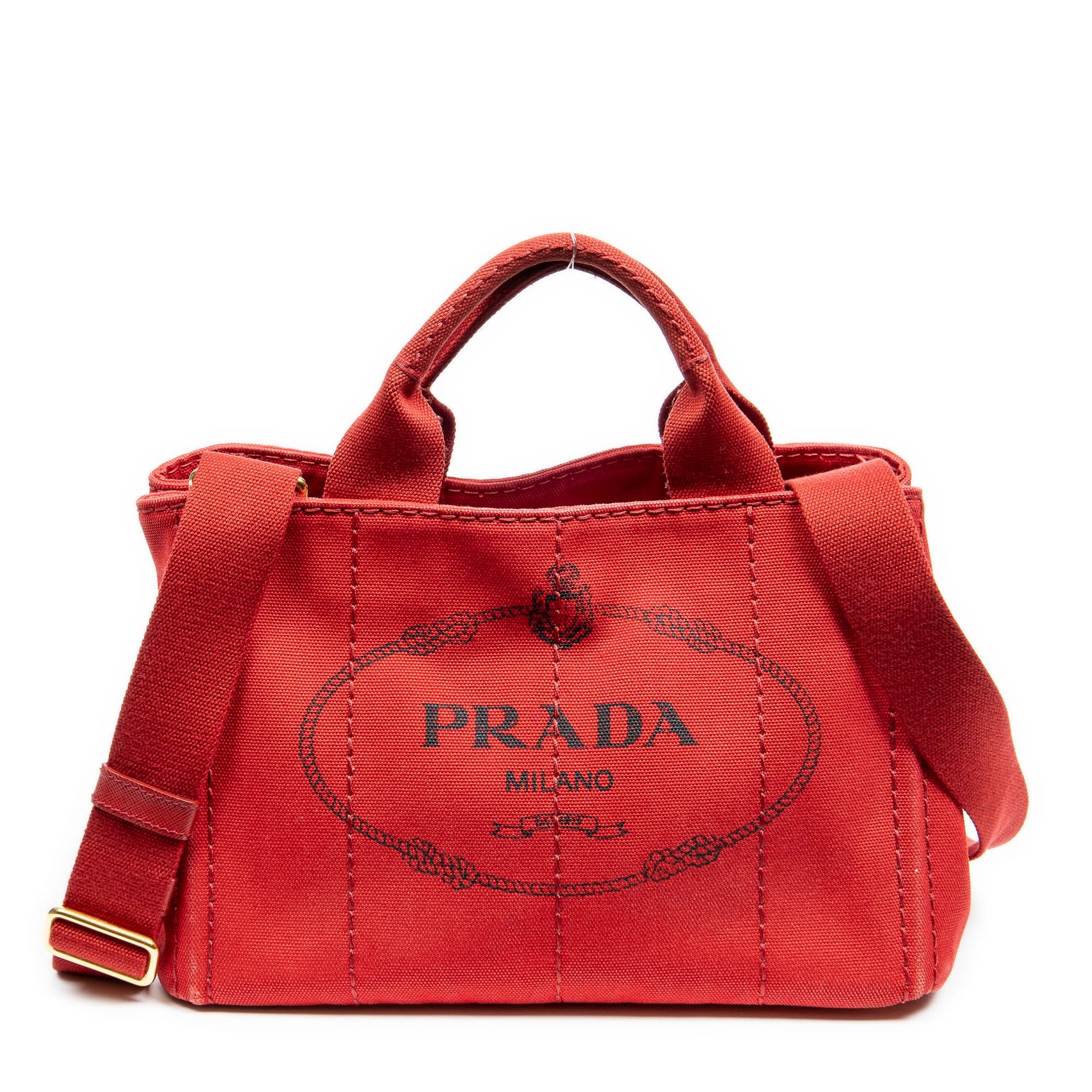 Prada Red Canvas Small Canapa Tote AAZ8434