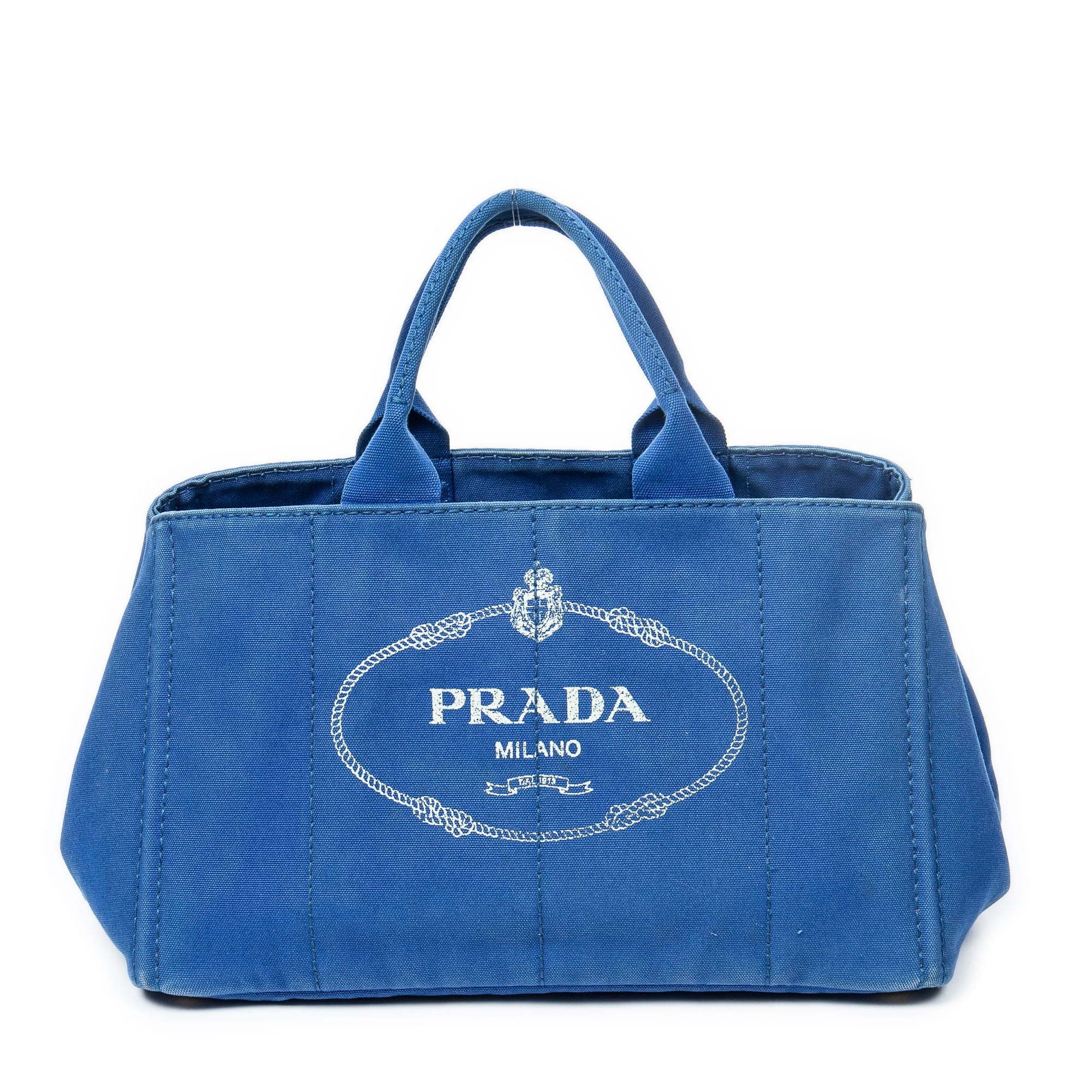 Prada Royal Blue Canvas Large Canapa Tote ABA0911