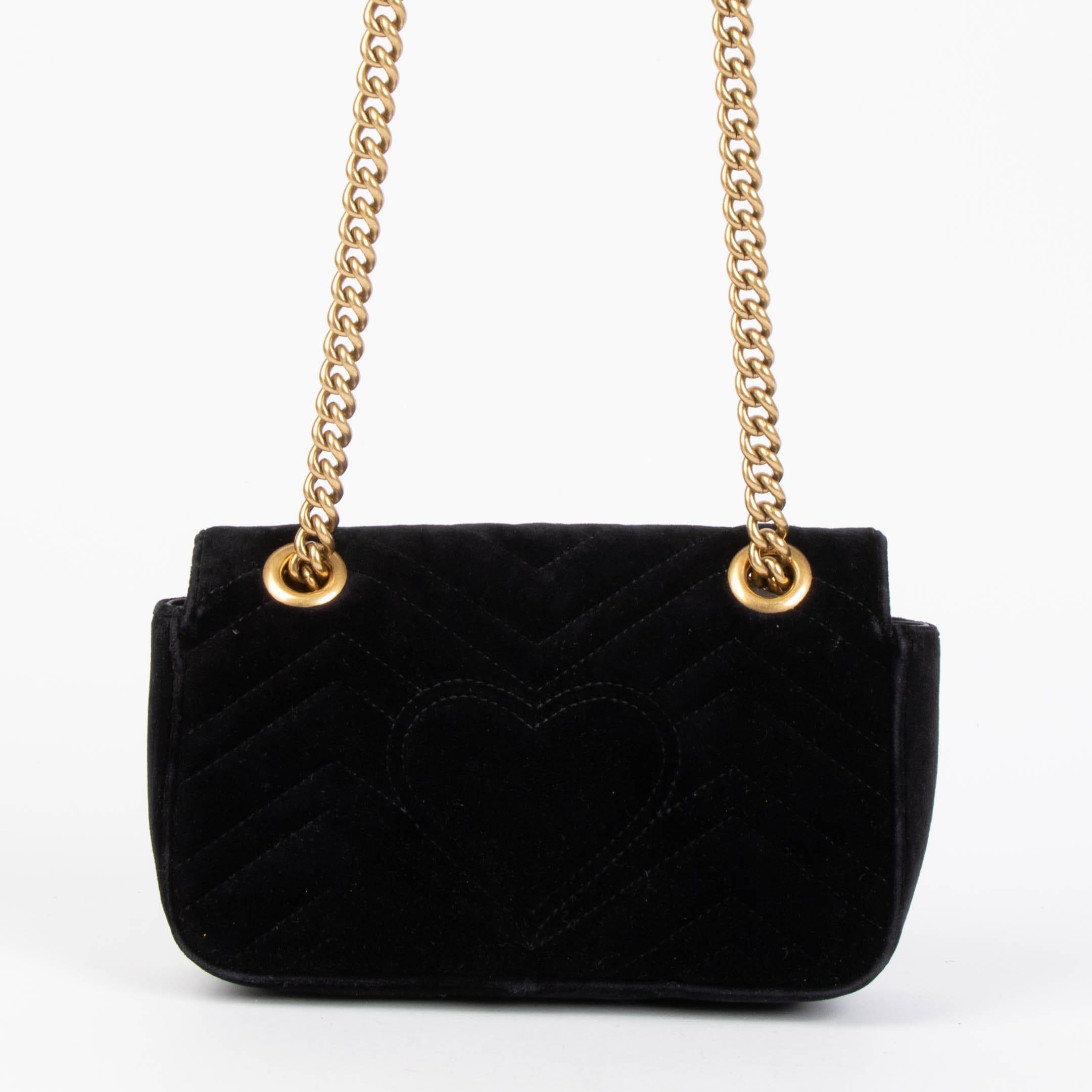 Gucci Black Velvet Small GG Marmont Bag