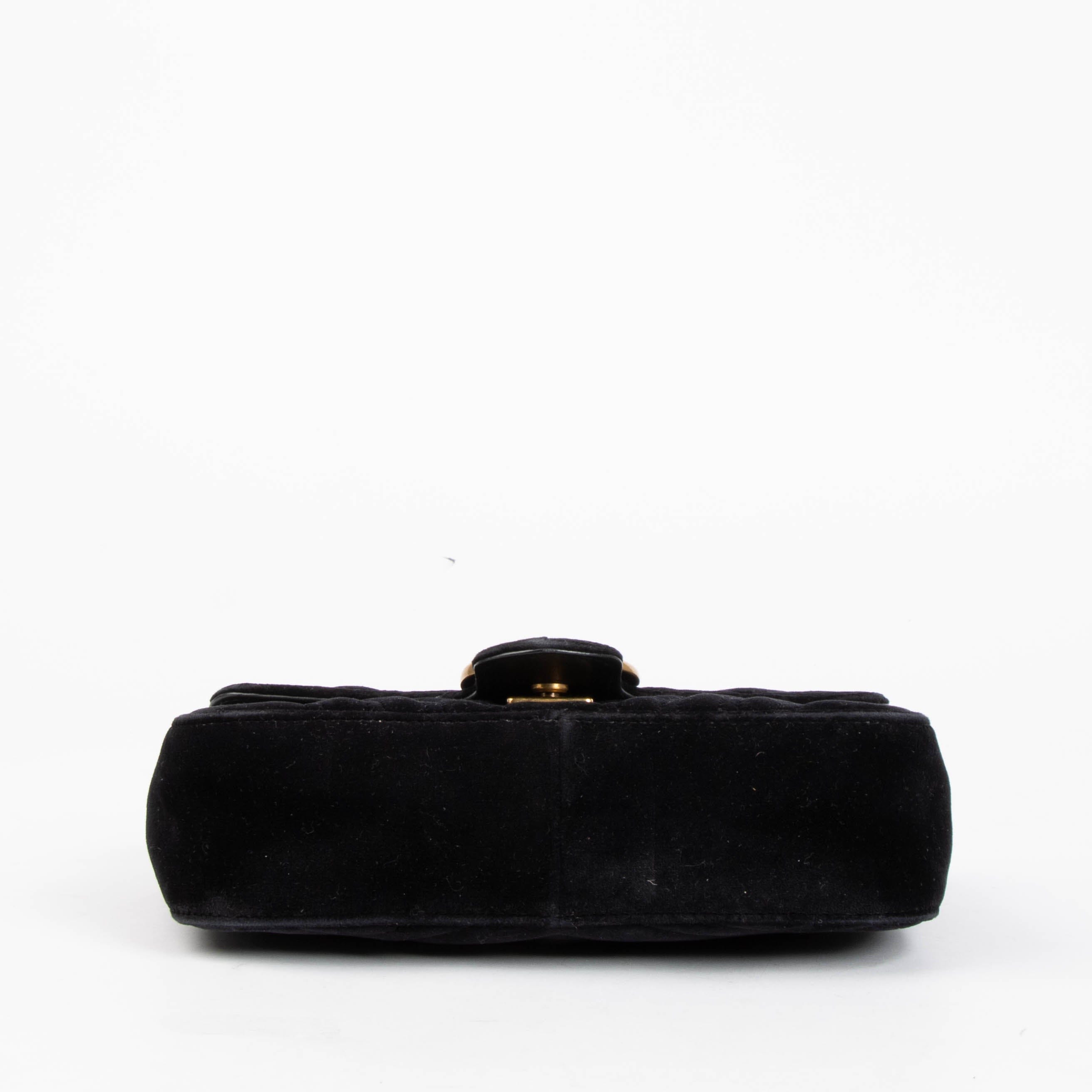 Gucci Black Velvet Small GG Marmont Bag