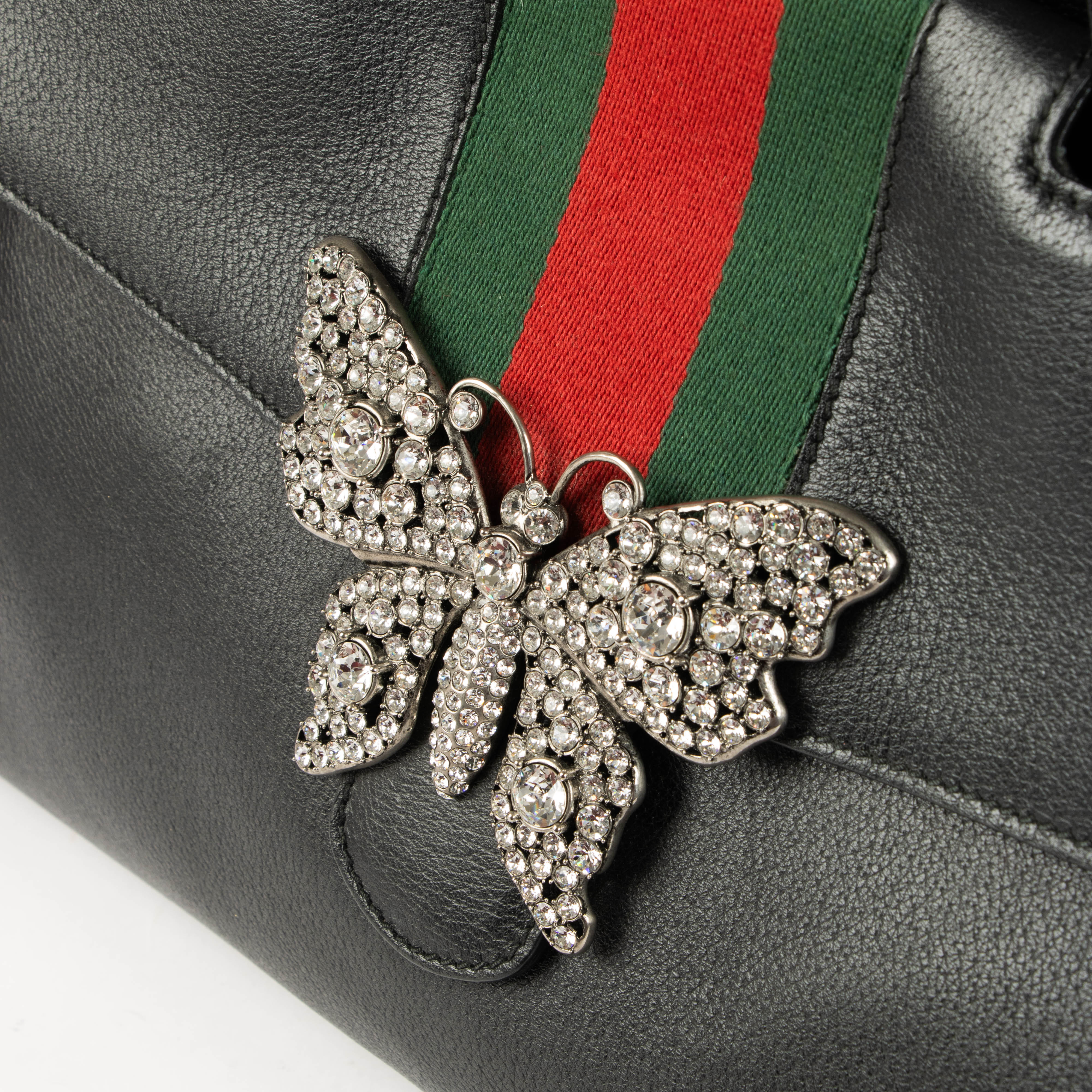 Gucci Black Crystal Butterfly Large Linea Totem Bag