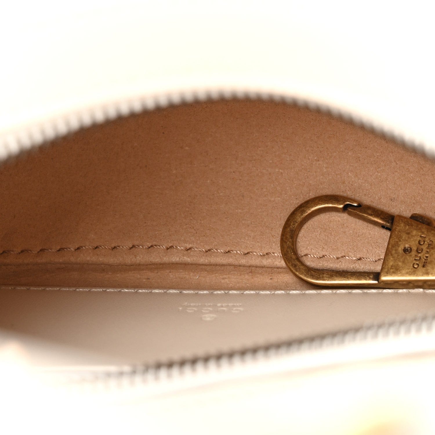 Gucci Calfskin Matelasse Chevron Mini GG Marmont Half Moon Hobo Mystic White
