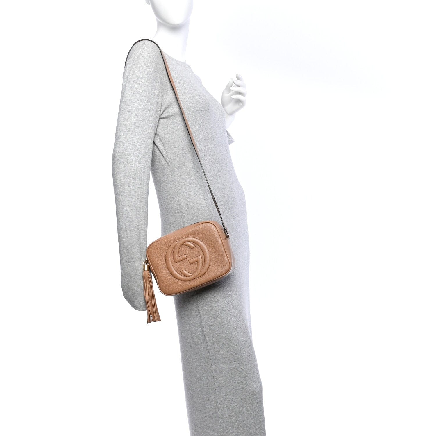 Gucci Pebbled Calfskin Small Soho Disco Bag Camelia