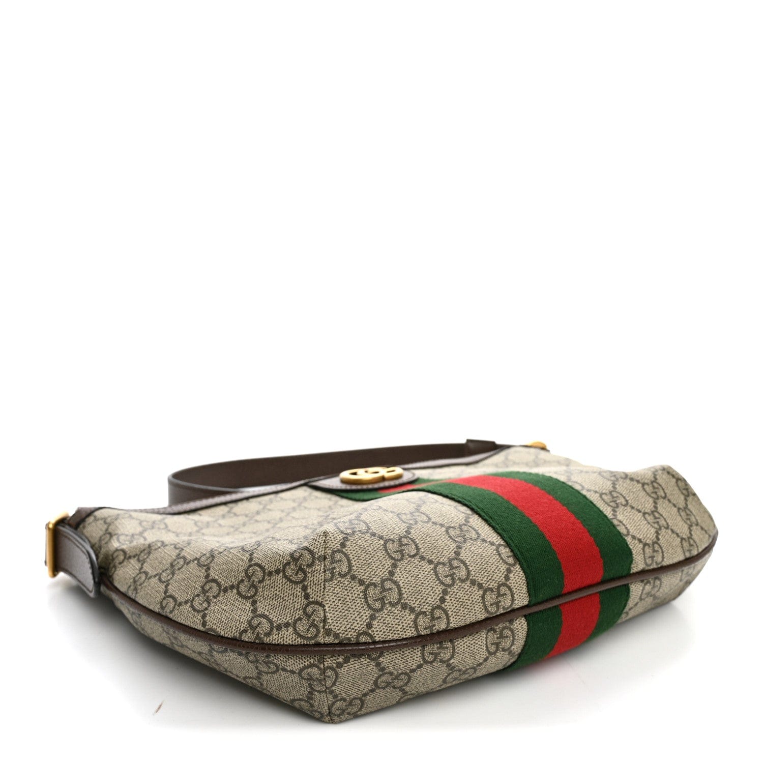 Gucci GG Supreme Monogram Web Small Ophidia Half Moon Hobo Brown