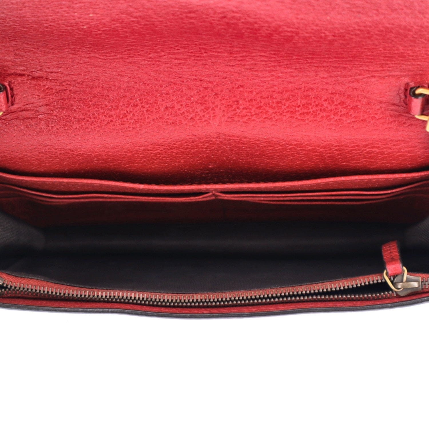 Gucci GG Supreme Monogram Web Queen Margaret Chain Wallet Red