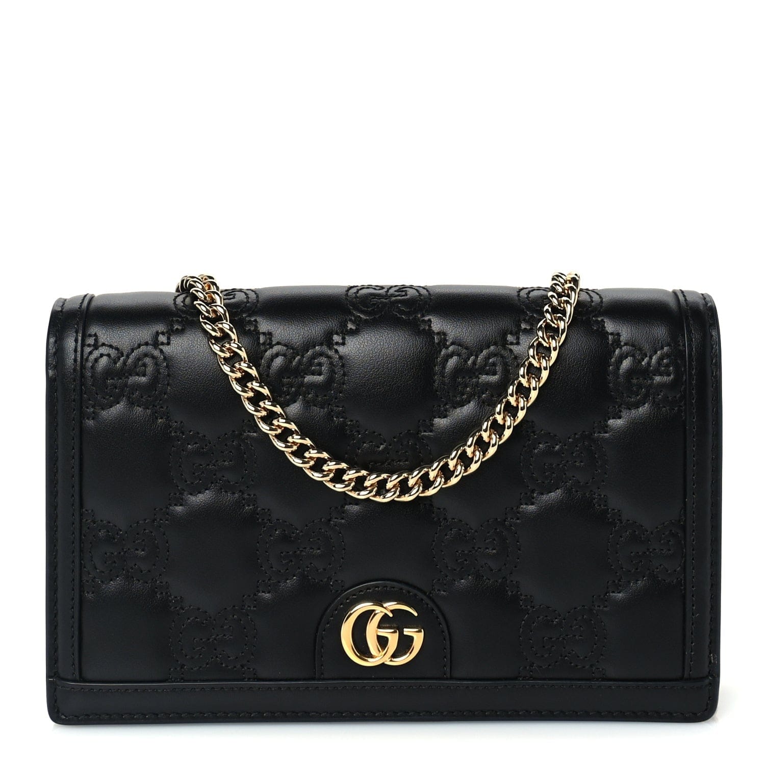 Gucci Calfskin GG Matelasse Chain Wallet Black