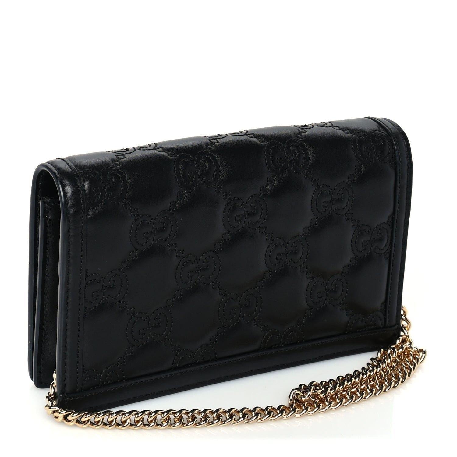 Gucci Calfskin GG Matelasse Chain Wallet Black