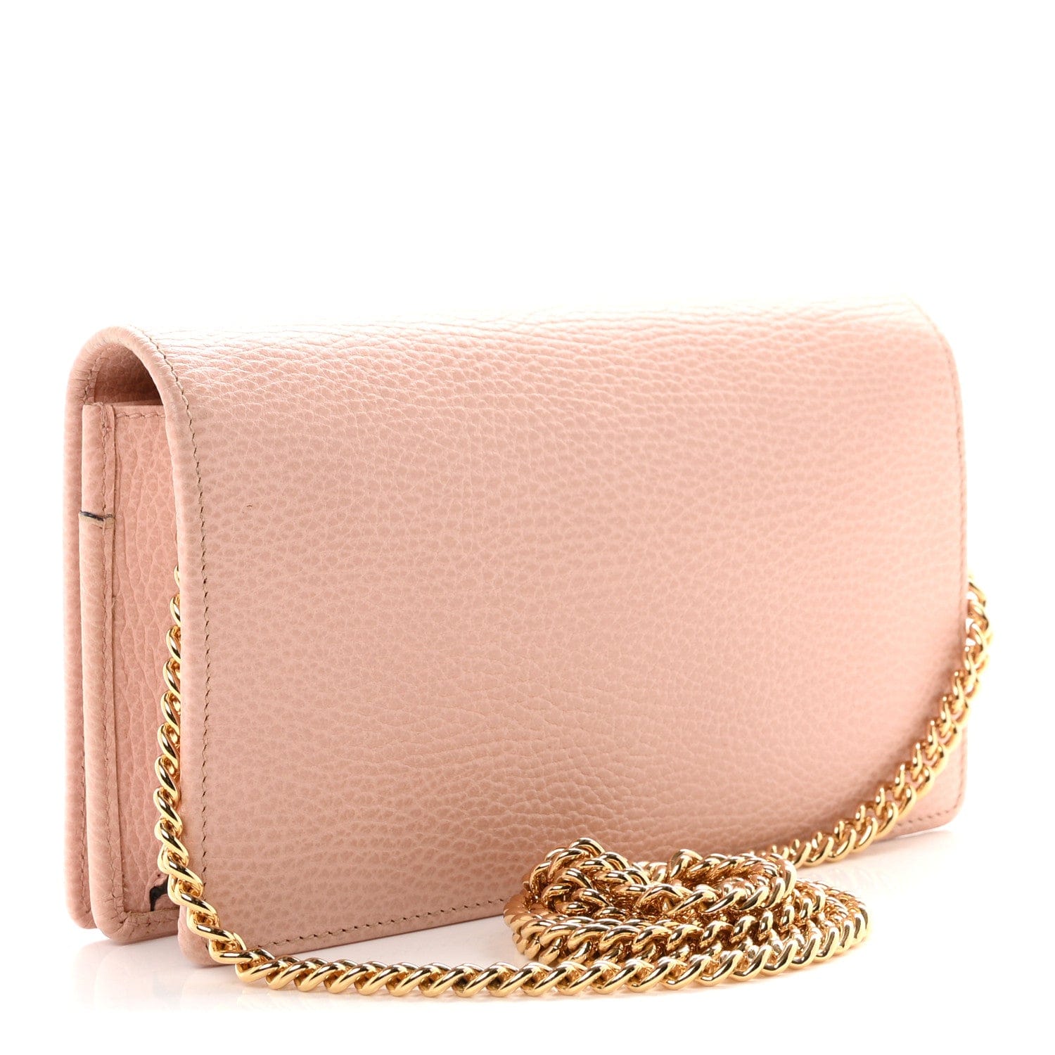 Gucci Dollar Calfskin Mini GG Marmont Chain Wallet Perfect Pink