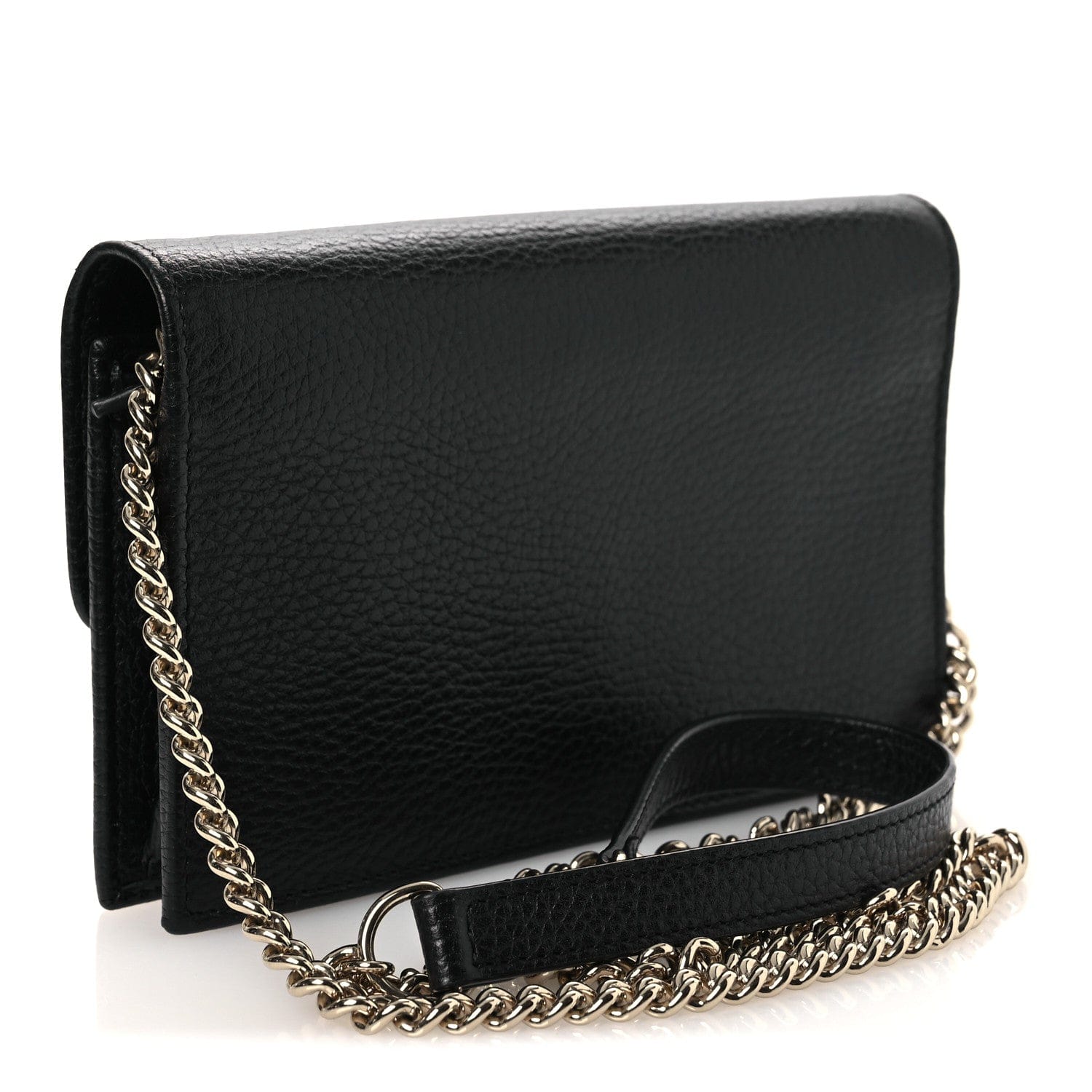 Gucci Dollar Calfskin Interlocking G Chain Wallet Black