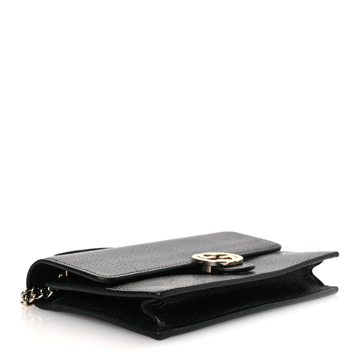 Gucci Dollar Calfskin Interlocking G Chain Wallet Black