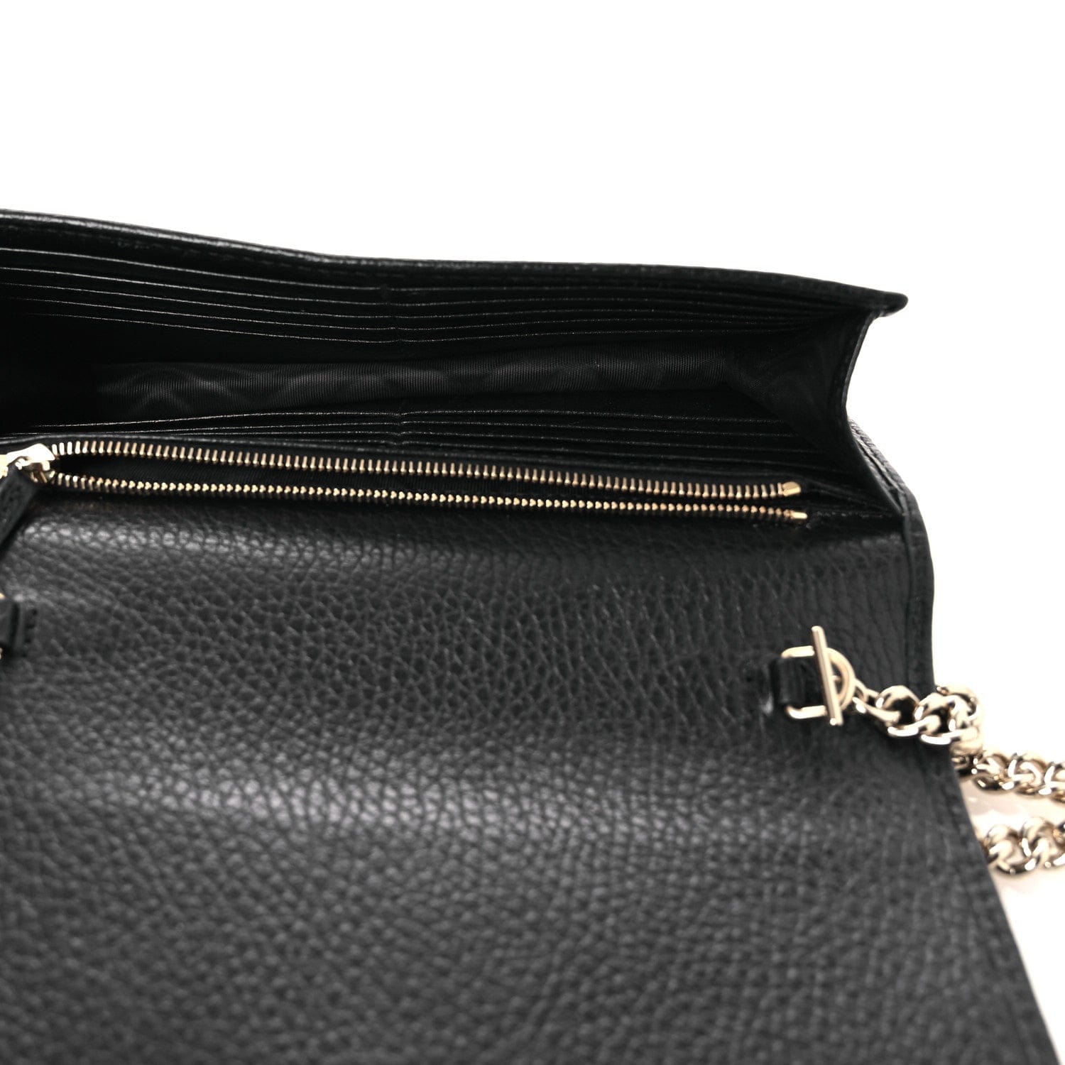 Gucci Dollar Calfskin Interlocking G Chain Wallet Black