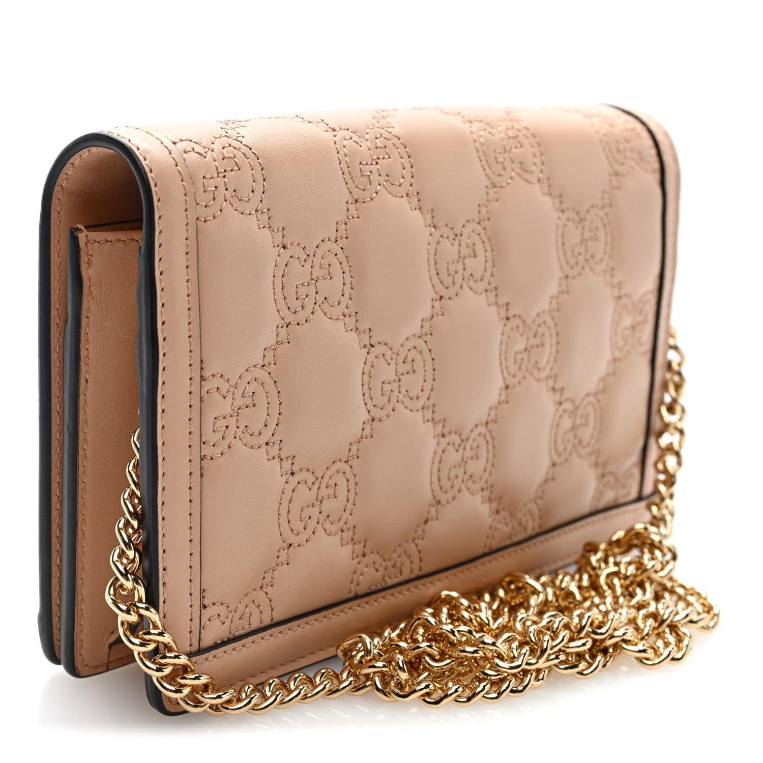 Gucci Calfskin GG Matelasse Chain Wallet Perfect Pink