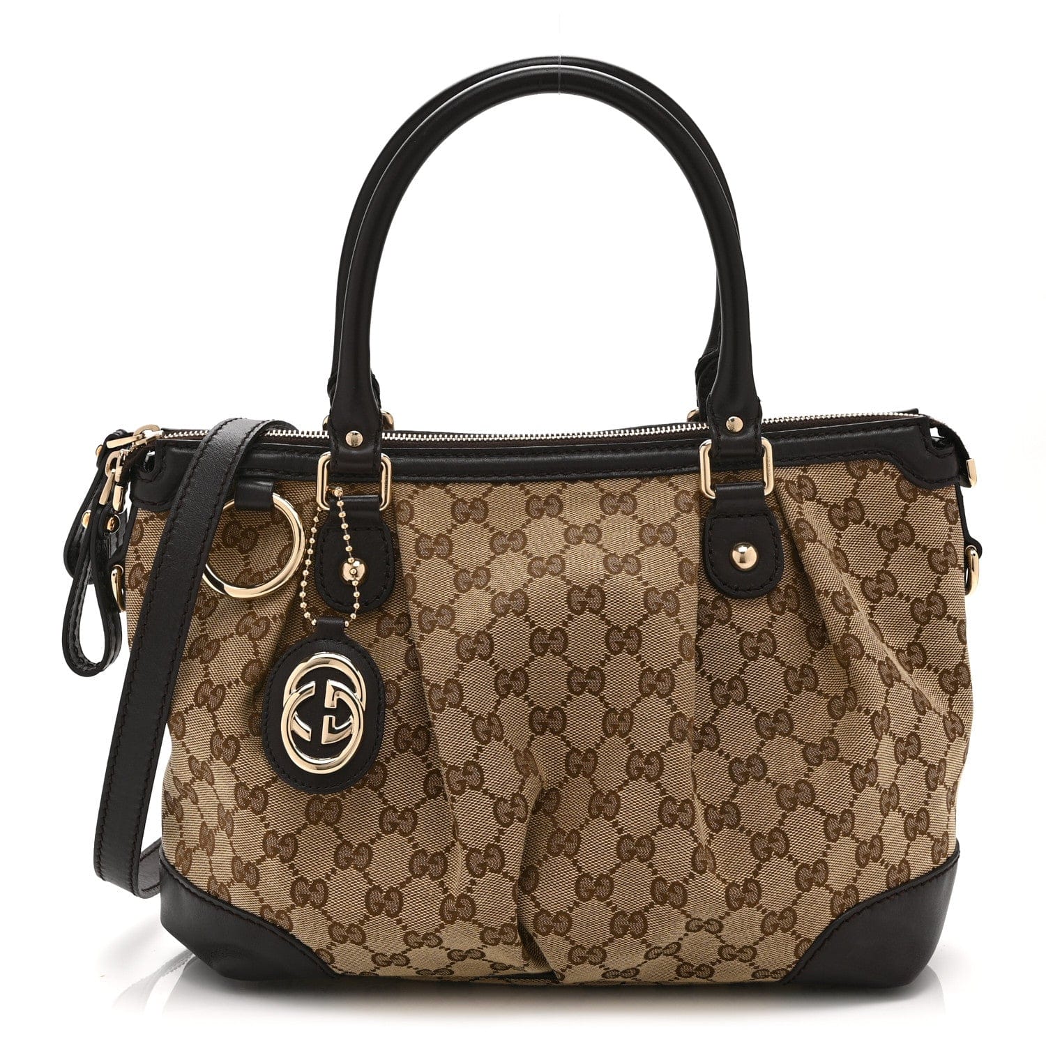Gucci Monogram Medium Sukey Top Handle Dark Brown