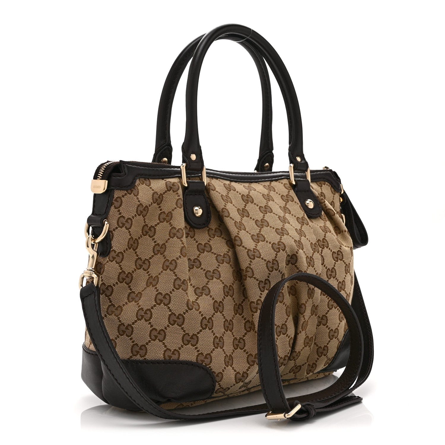 Gucci Monogram Medium Sukey Top Handle Dark Brown