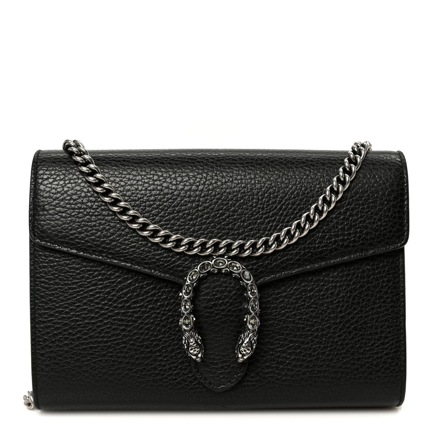 Gucci Calfskin Mini Dionysus Chain Wallet Black