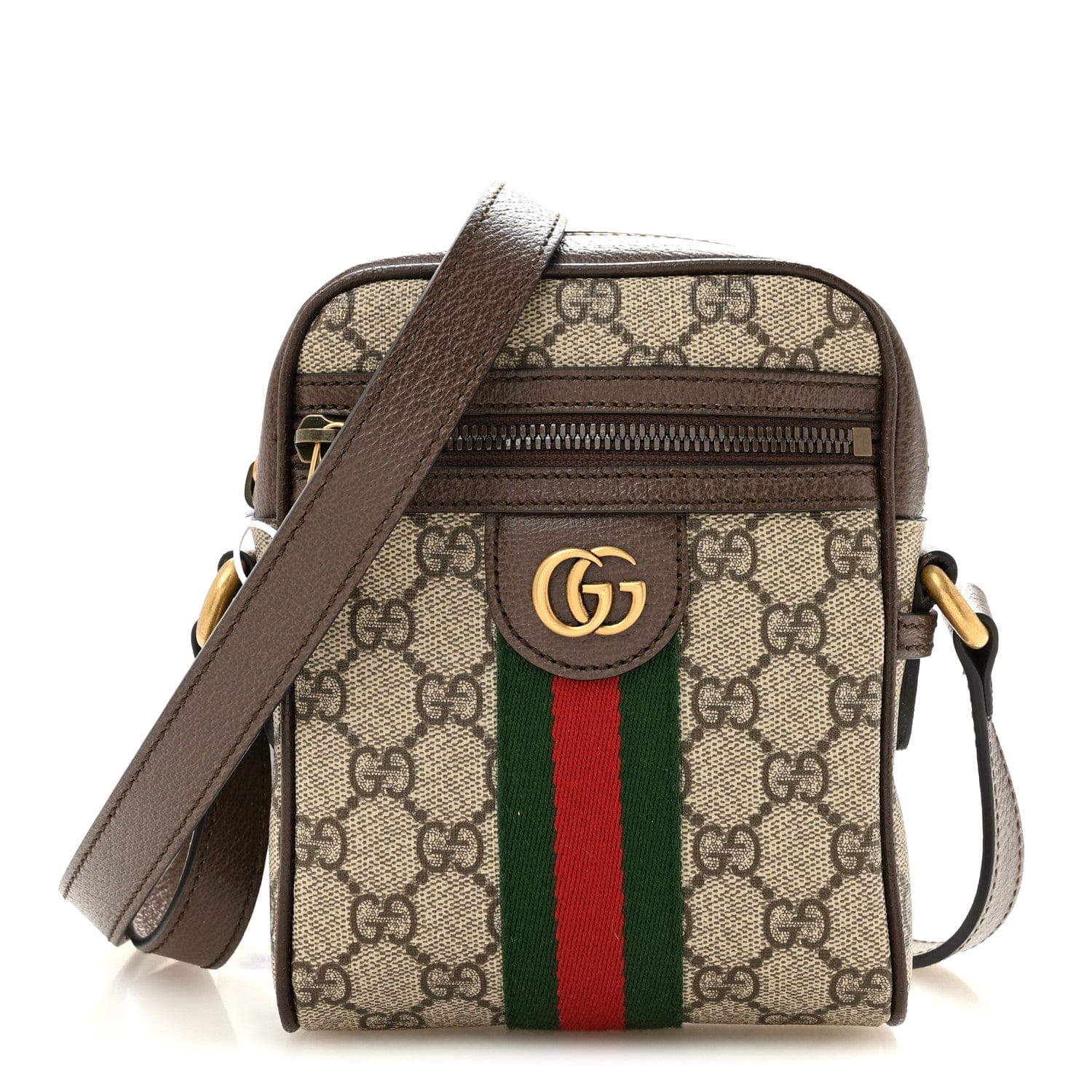 Gucci GG Supreme Monogram Web Mini Ophidia Messenger Brown
