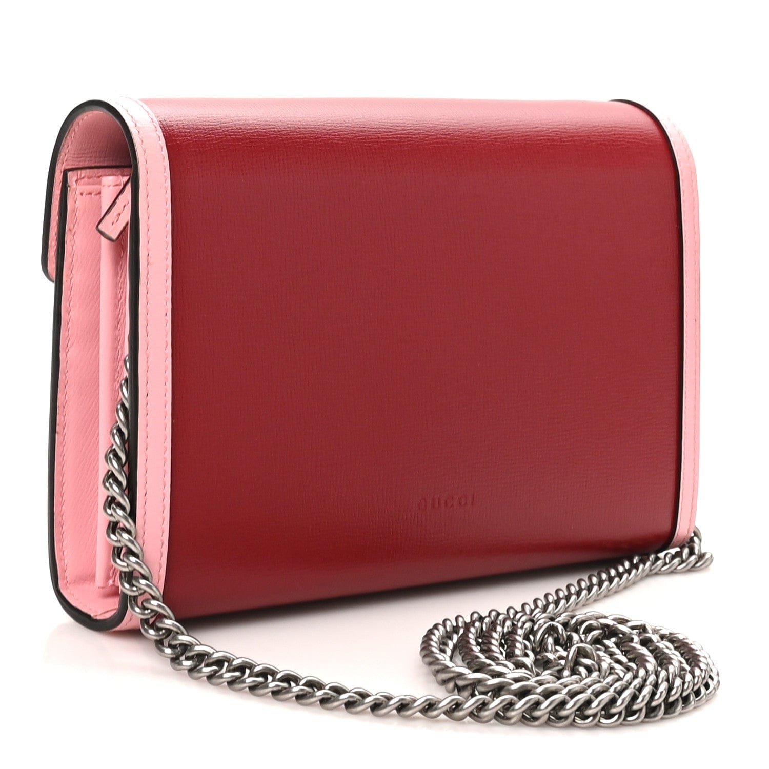 Gucci Azalea Calfskin Enamel Mini Dionysus Chain Wallet New Cherry Red Wild Rose Off White