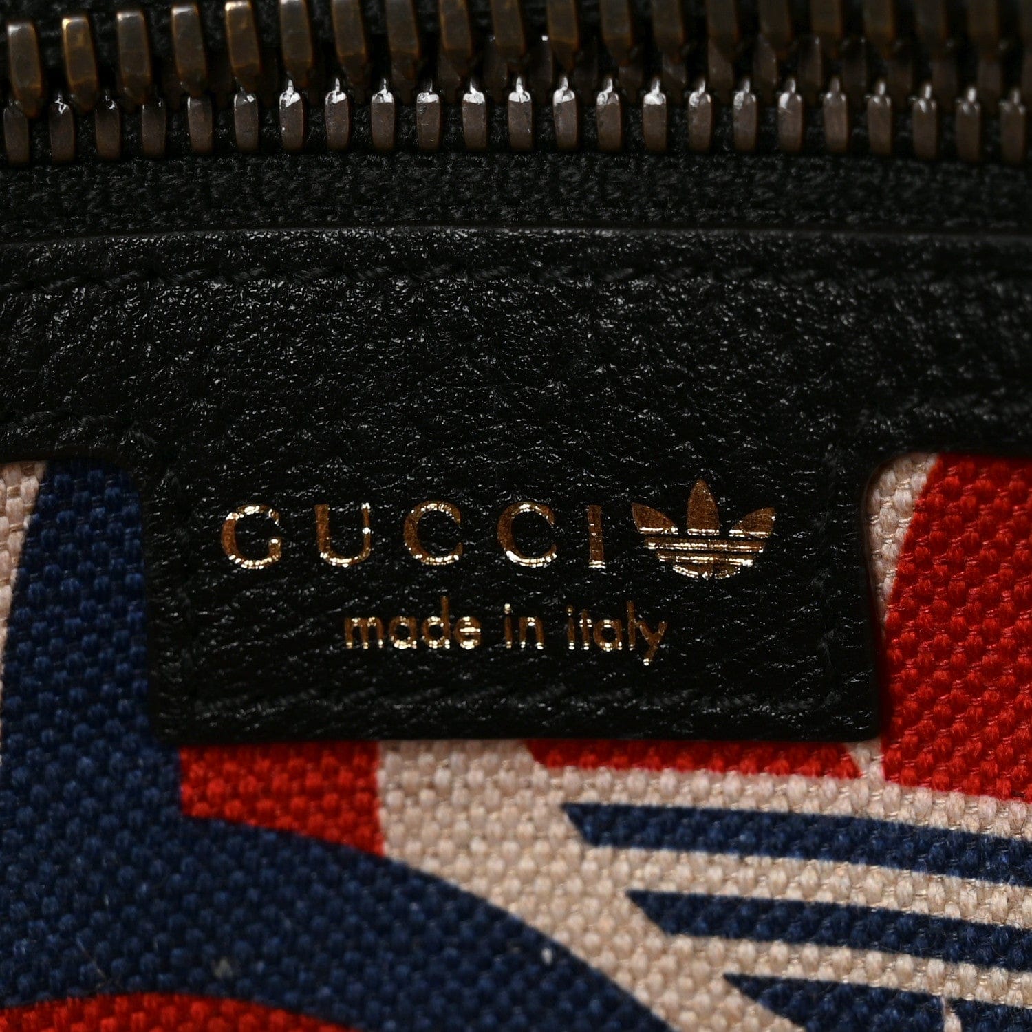 Gucci X ADIDAS Textured Dollar Calfskin Web Trefoil Logo Embossed Mini Bowling Bag Black Off White