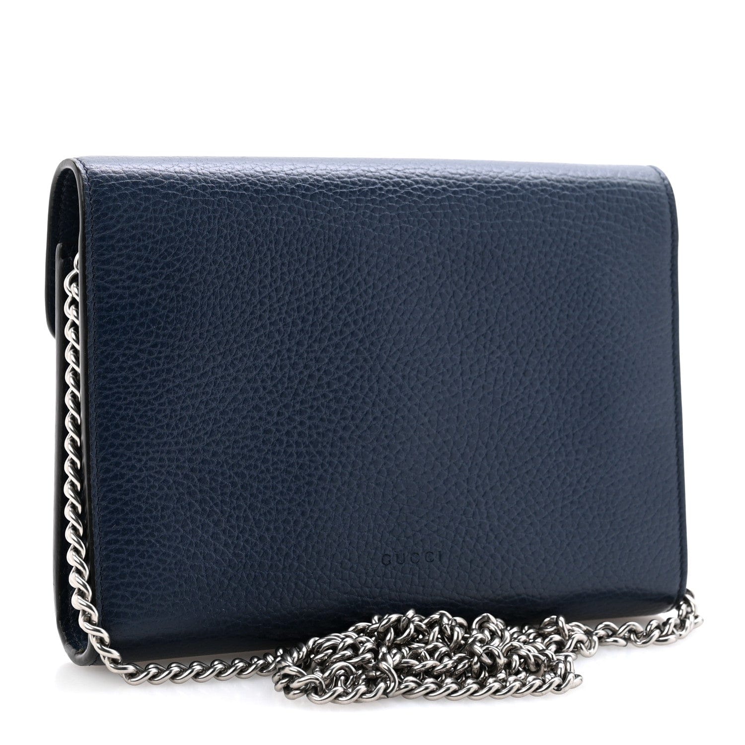 Gucci Dollar Calfskin Crystal Mini Dionysus Chain Wallet Blue Agata Black Diamond