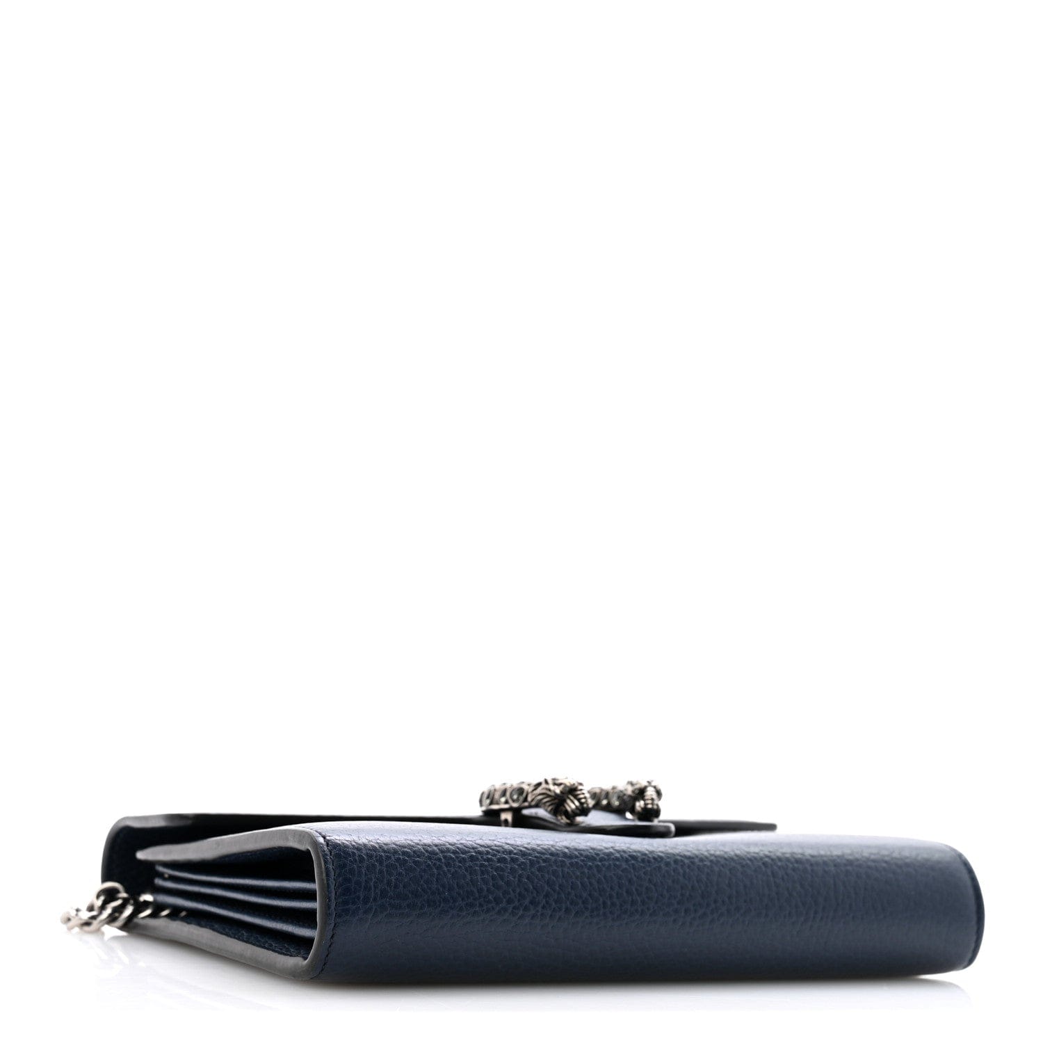 Gucci Dollar Calfskin Crystal Mini Dionysus Chain Wallet Blue Agata Black Diamond