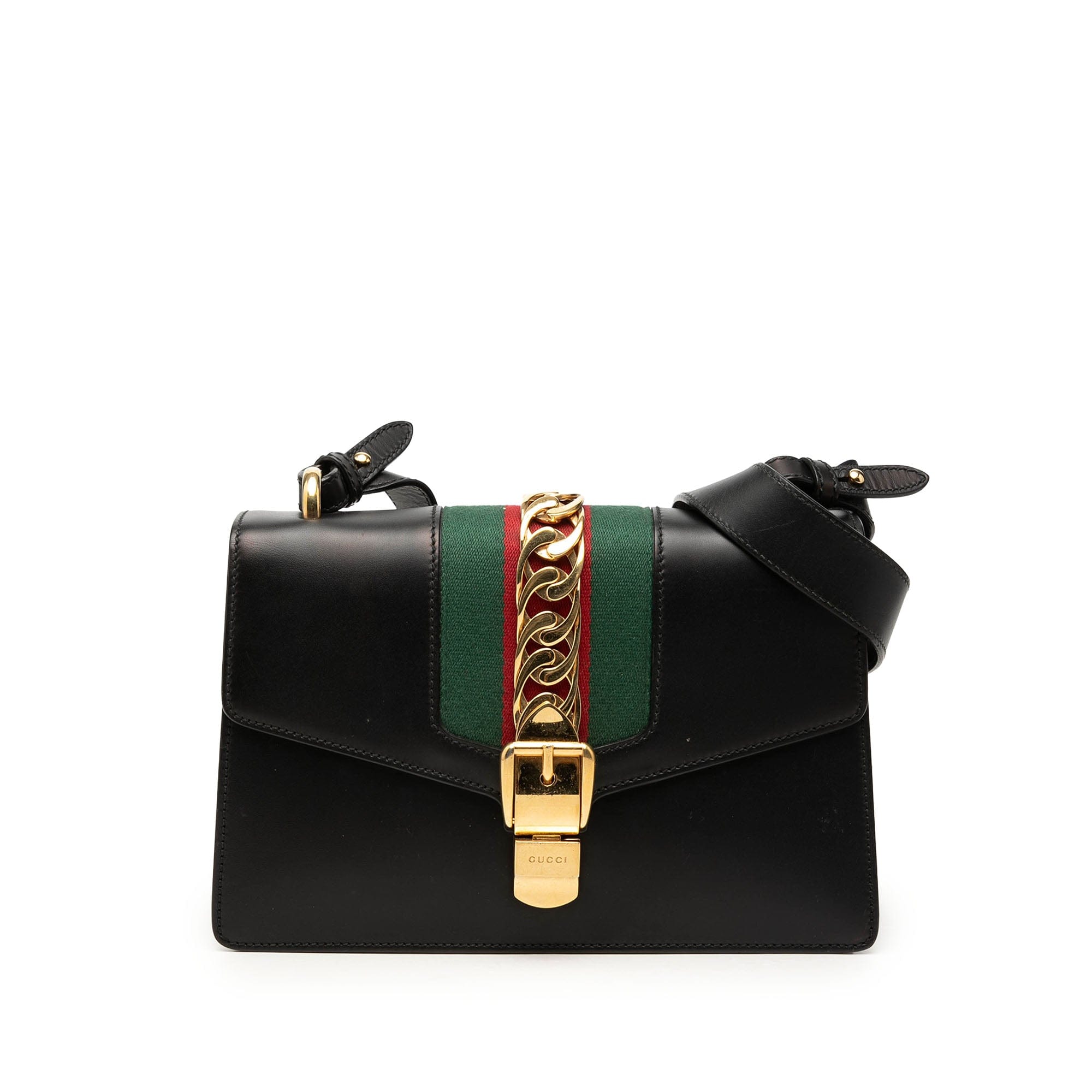 Gucci Small Calfskin Web Sylvie Satchel
