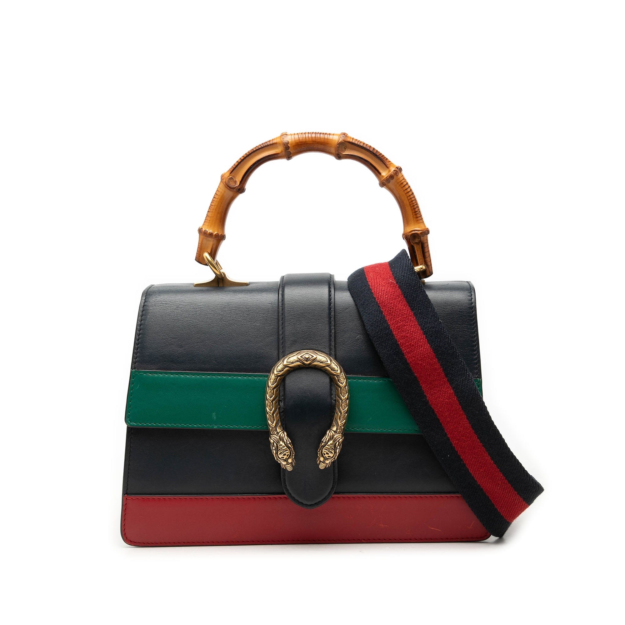 Gucci Medium Leather Bamboo Dionysus Web Satchel
