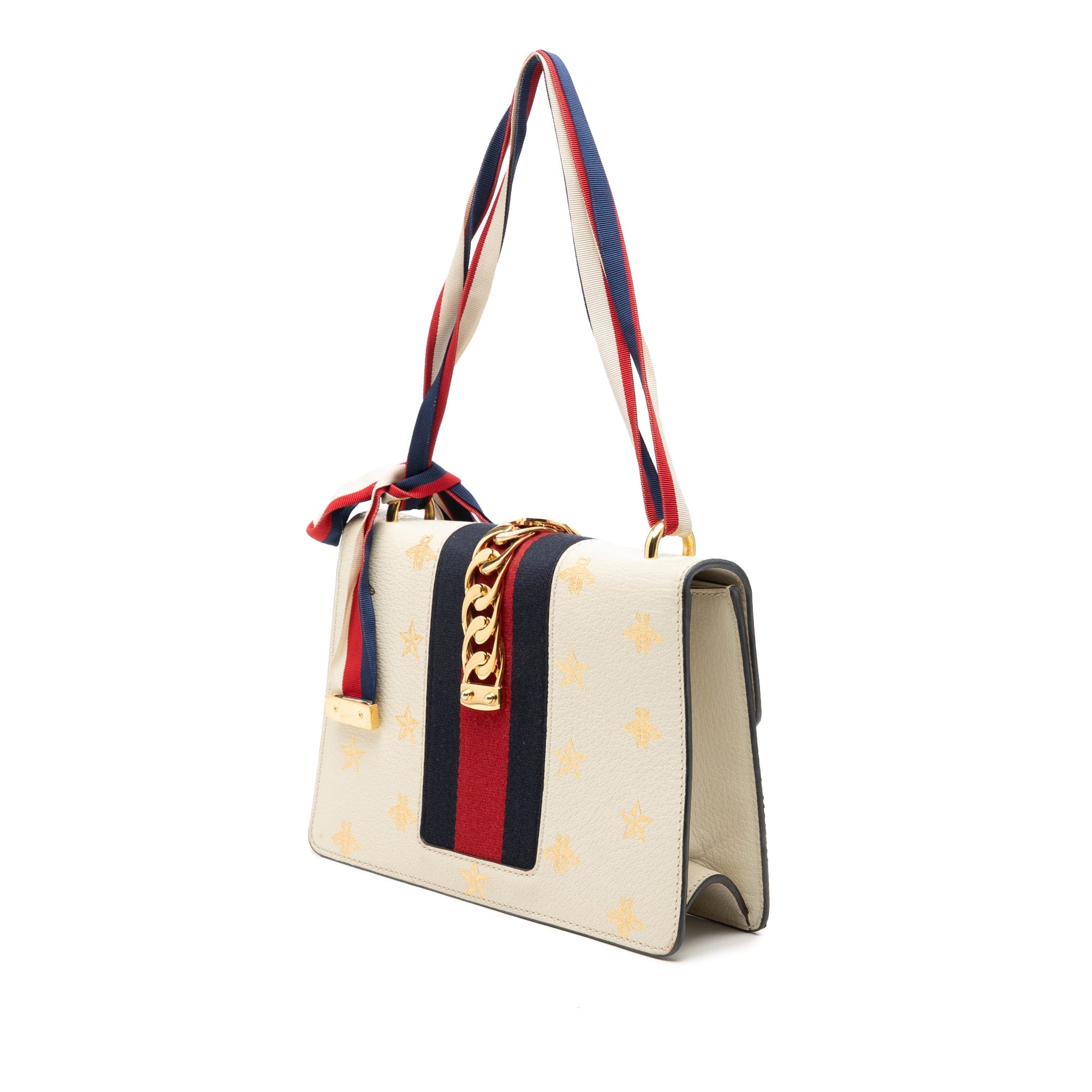 Gucci Small Calfskin Bee Star Web Sylvie Satchel