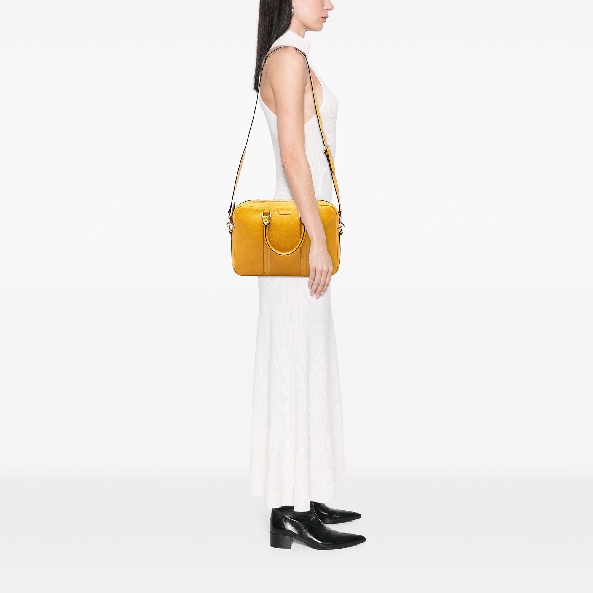 Gucci Medium Diamante Bright Leather Business Bag