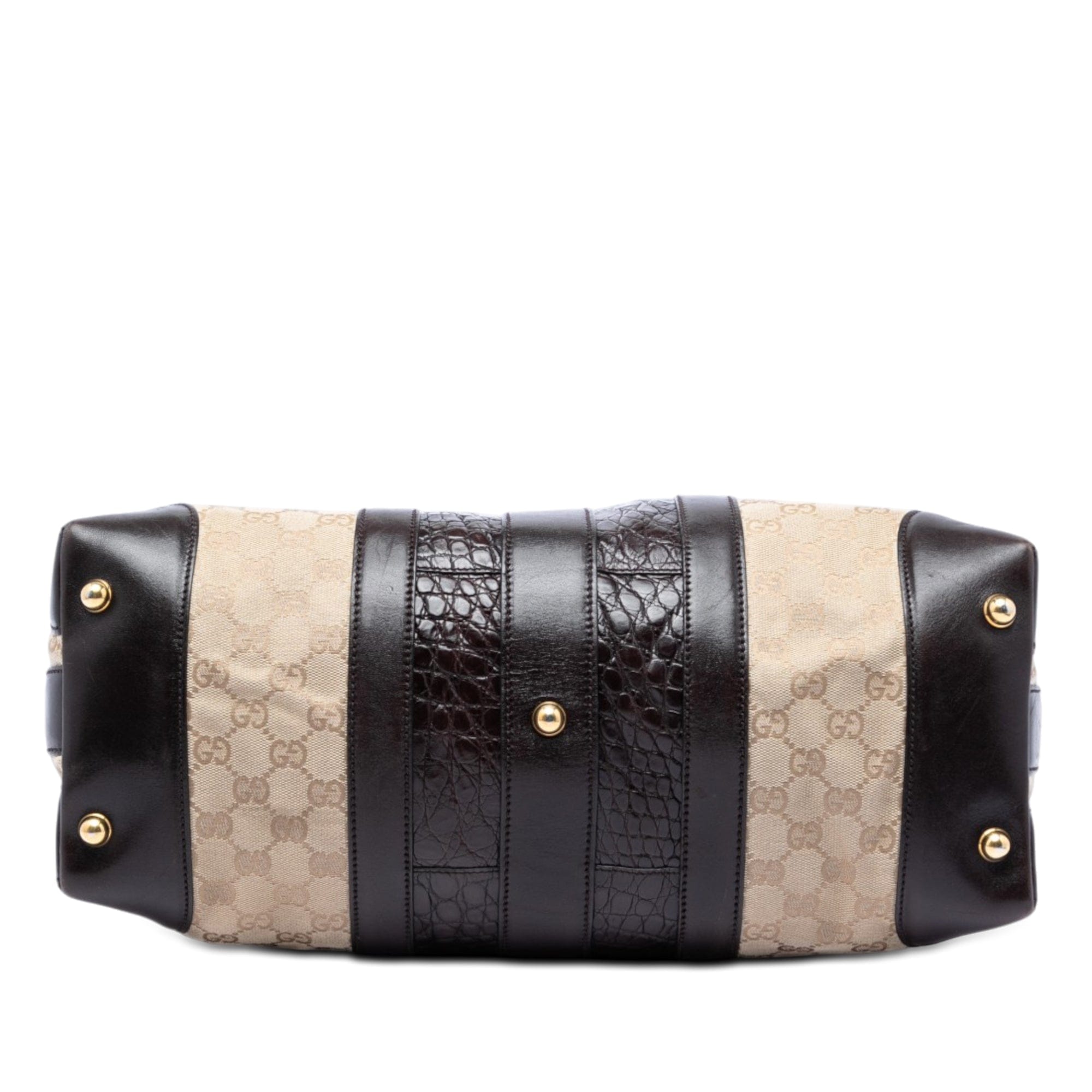 Gucci GG Canvas and Crocodile Embossed Calfskin Secret Satchel