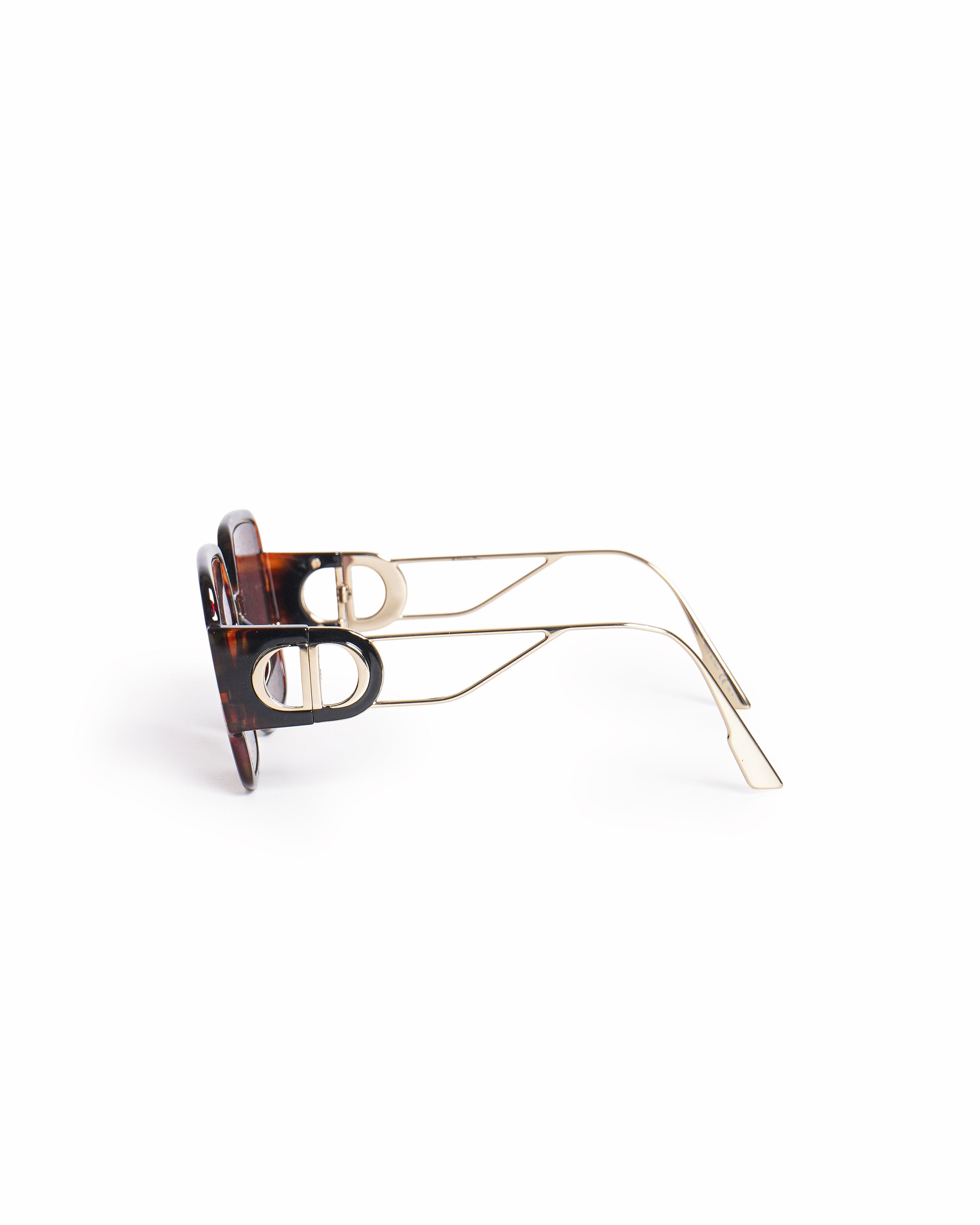 Dior 30 Montaigne Oversized Square Tortoiseshell Sunglasses