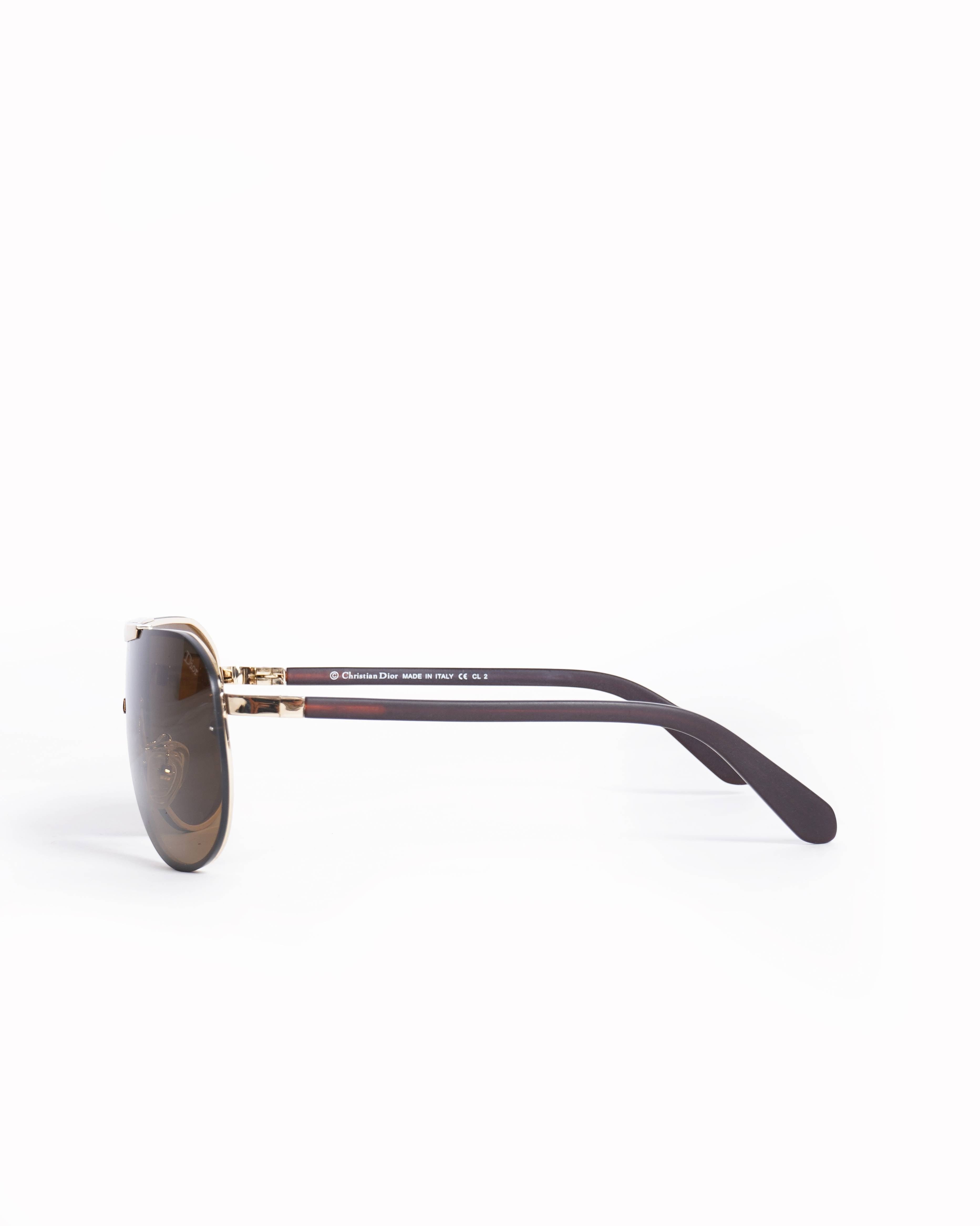 Dior New Christian Dior Brown/ Gold Sheild sunglasses