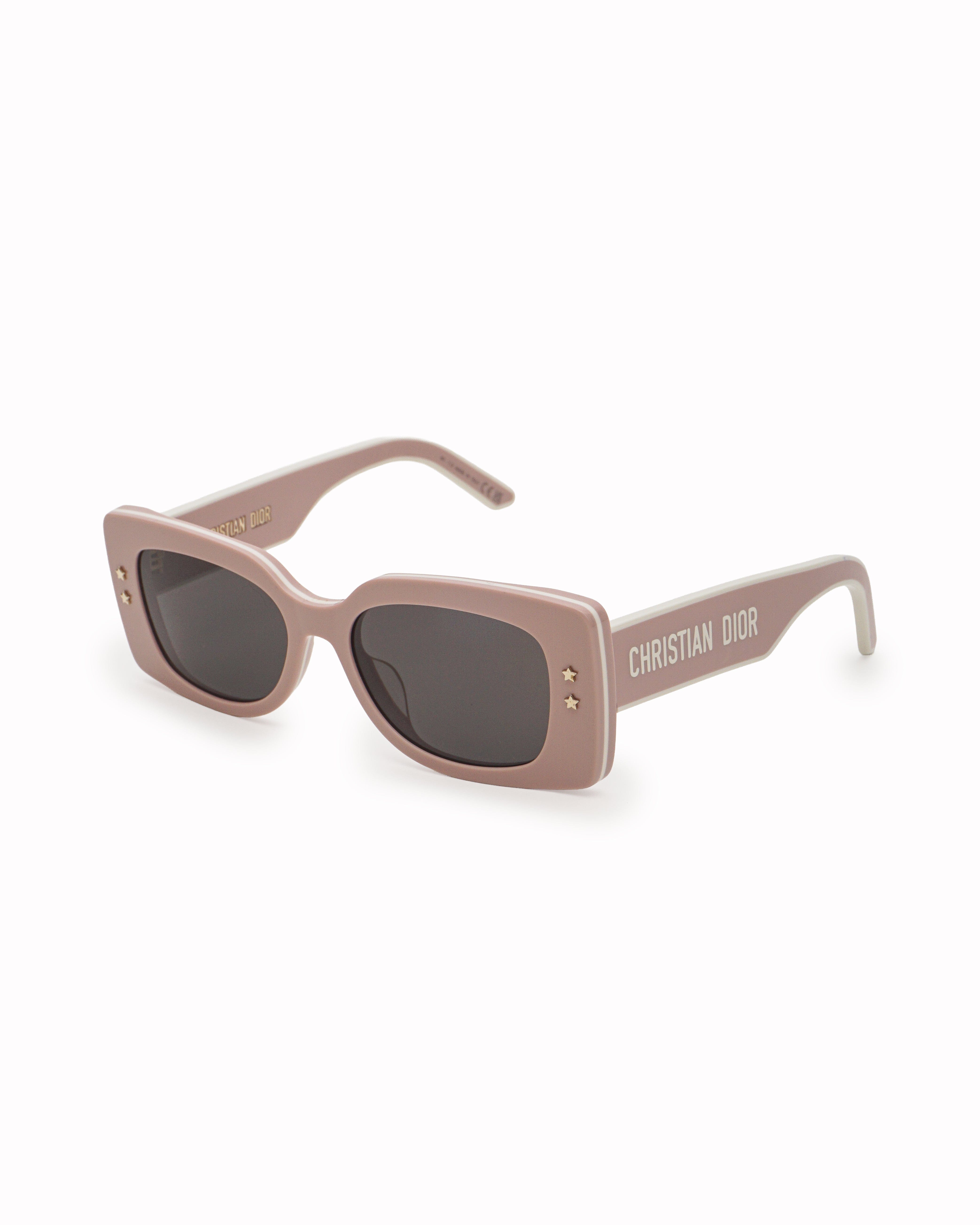 Dior Christian Dior Powder Pink Acetate Rectangular Star Detail Sunglasses