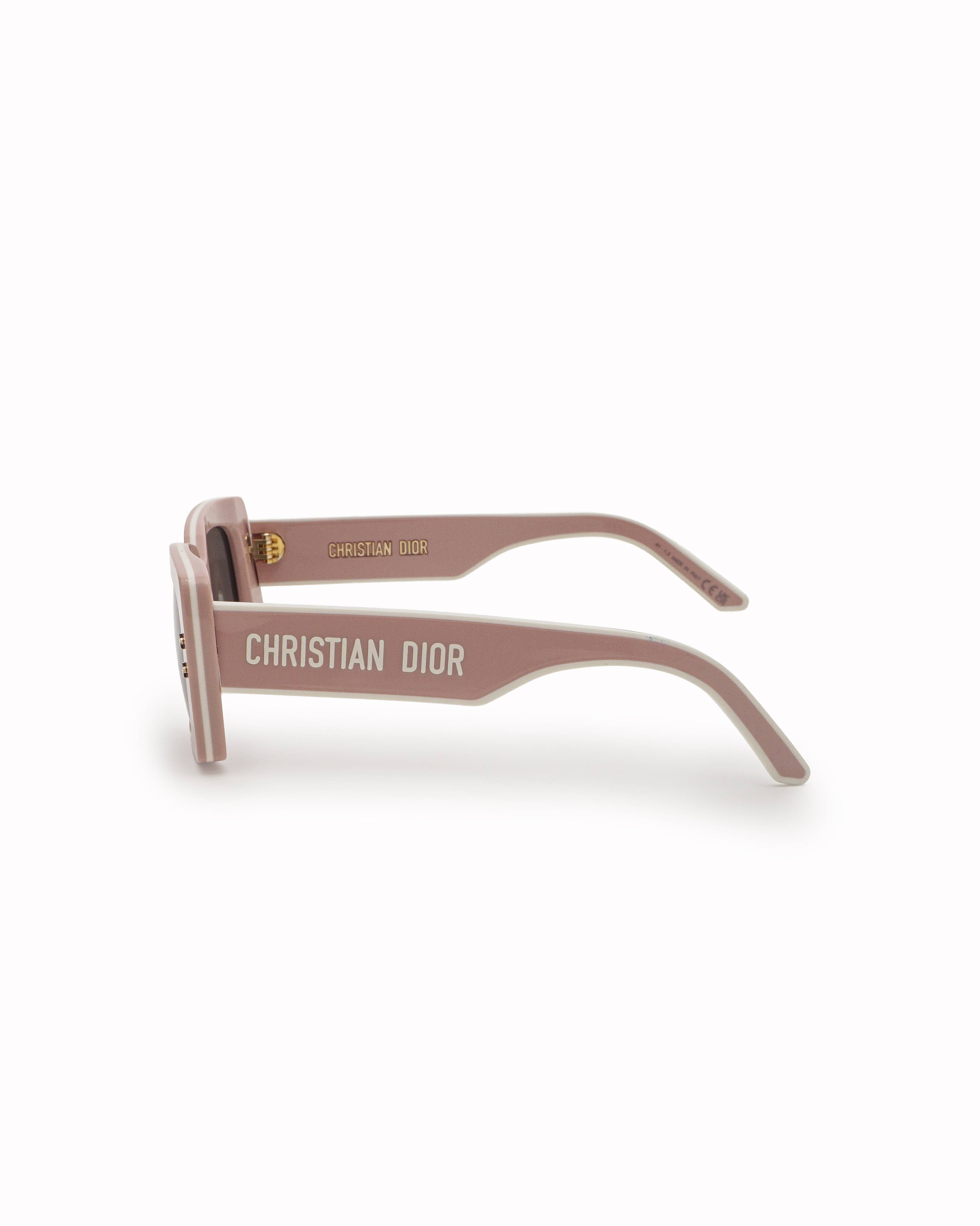 Dior Christian Dior Powder Pink Acetate Rectangular Star Detail Sunglasses