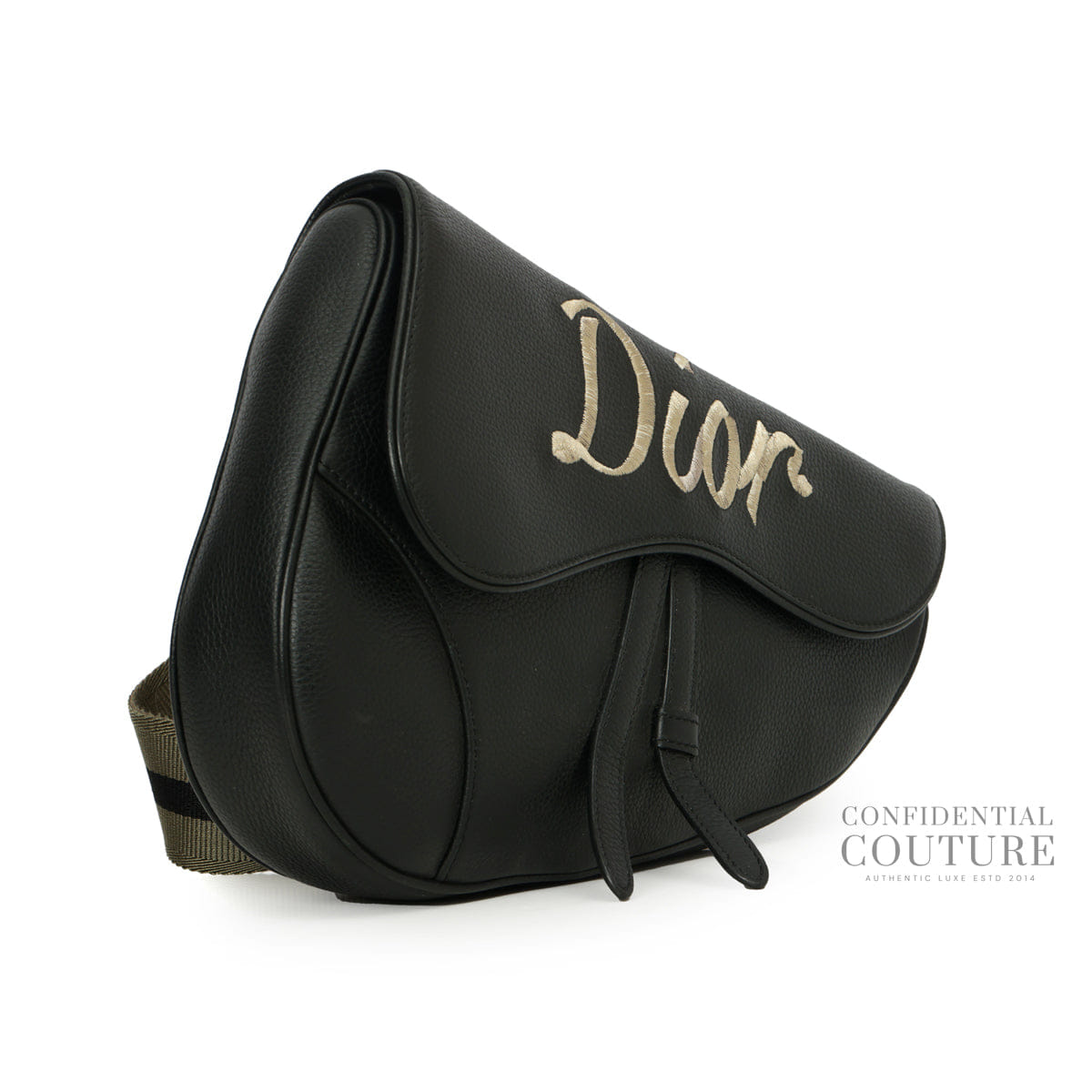Christian Dior Saddle Messenger Shoulder Crossbody Bag Black
