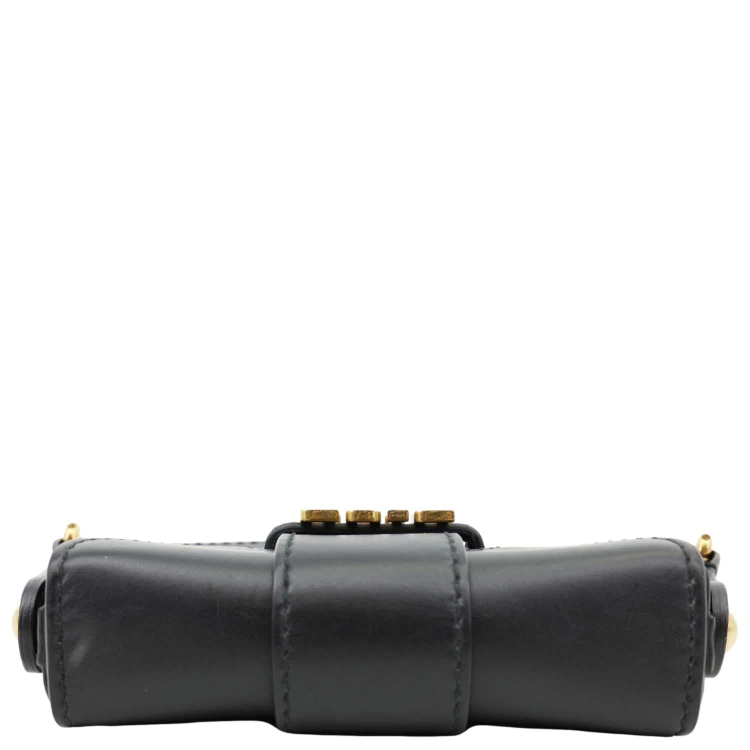 CHRISTIAN DIOR D Fence Small Calfskin Leather Saddle Bag Black