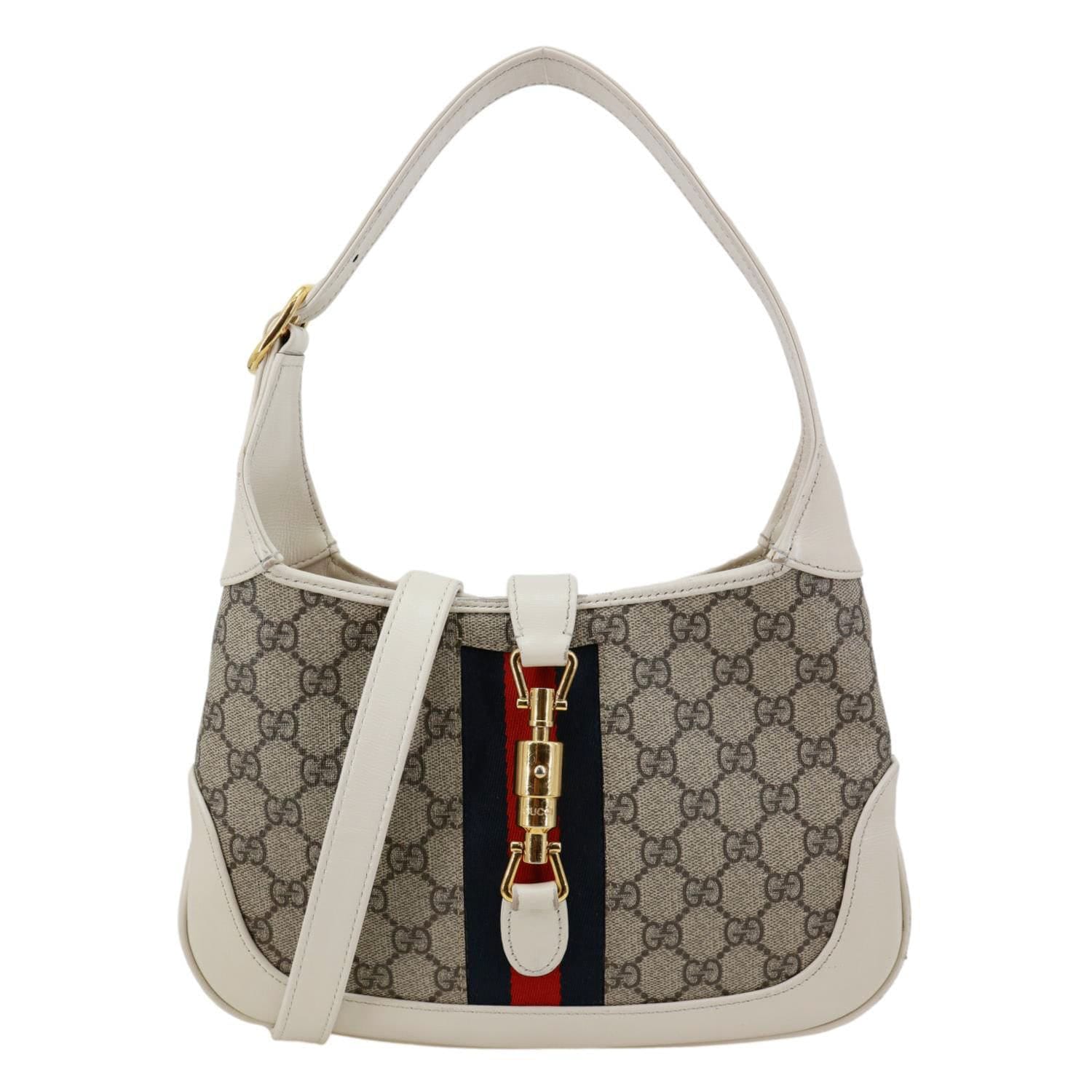 GUCCI Jackie 1961 Small GG Supreme Canvas Hobo Bag Beige 636706