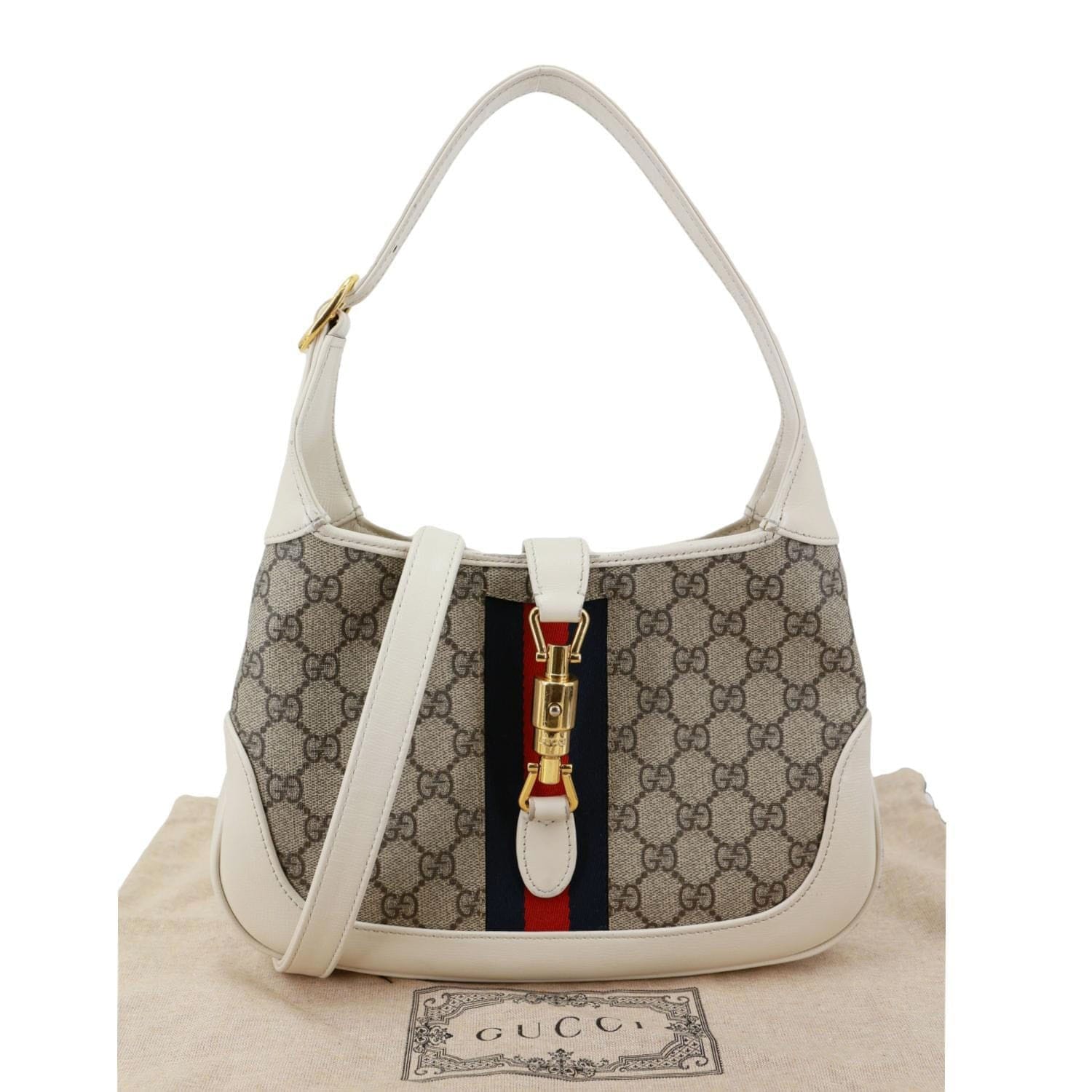 GUCCI Jackie 1961 Small GG Supreme Canvas Hobo Bag Beige 636706