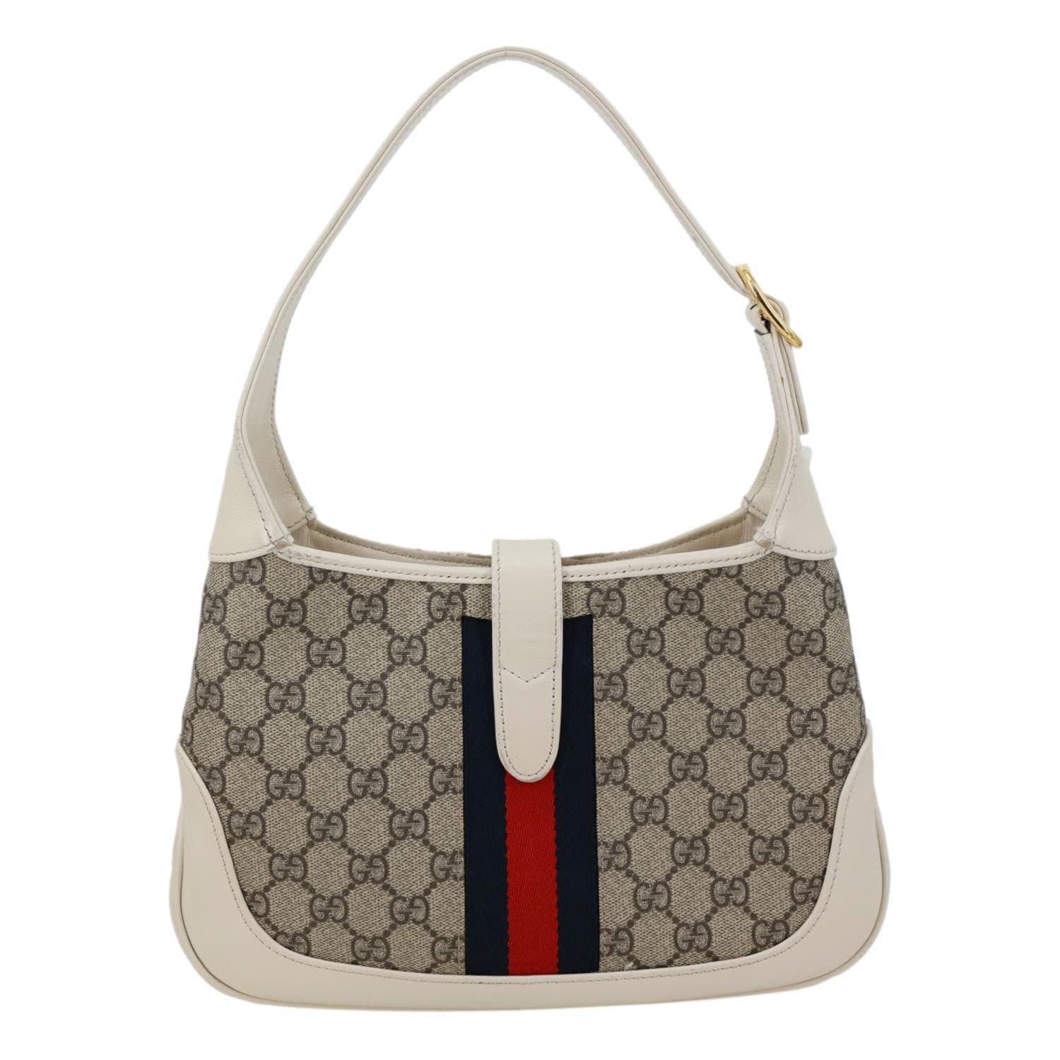 GUCCI Jackie 1961 Small GG Supreme Canvas Hobo Bag Beige 636706