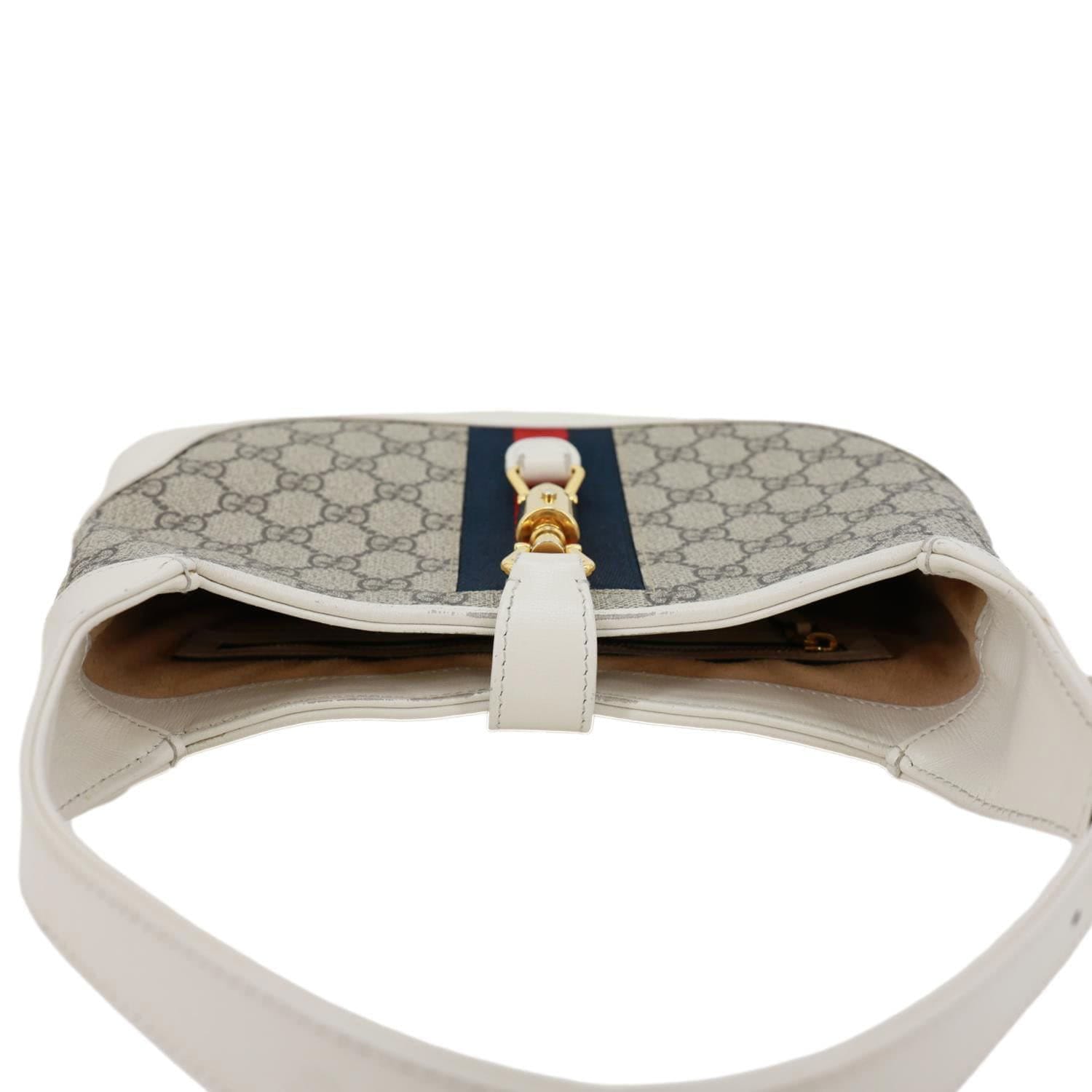 GUCCI Jackie 1961 Small GG Supreme Canvas Hobo Bag Beige 636706