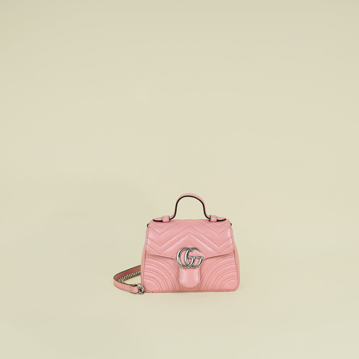 Gucci Pink GG Marmont Top Handle Chain Bag