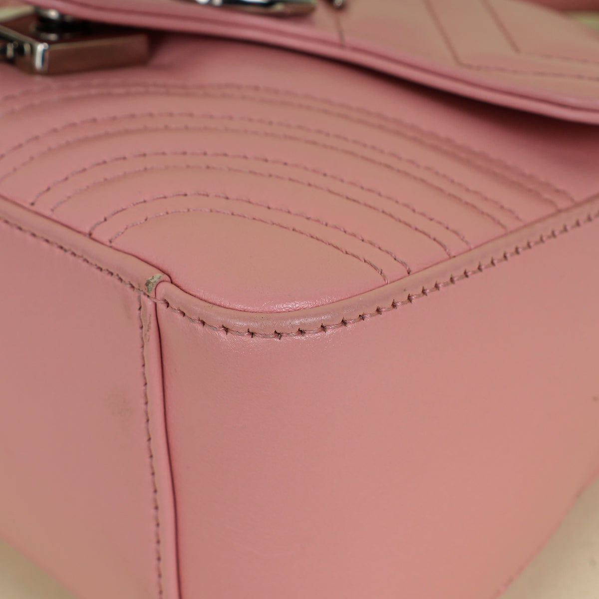 Gucci Pink GG Marmont Top Handle Chain Bag