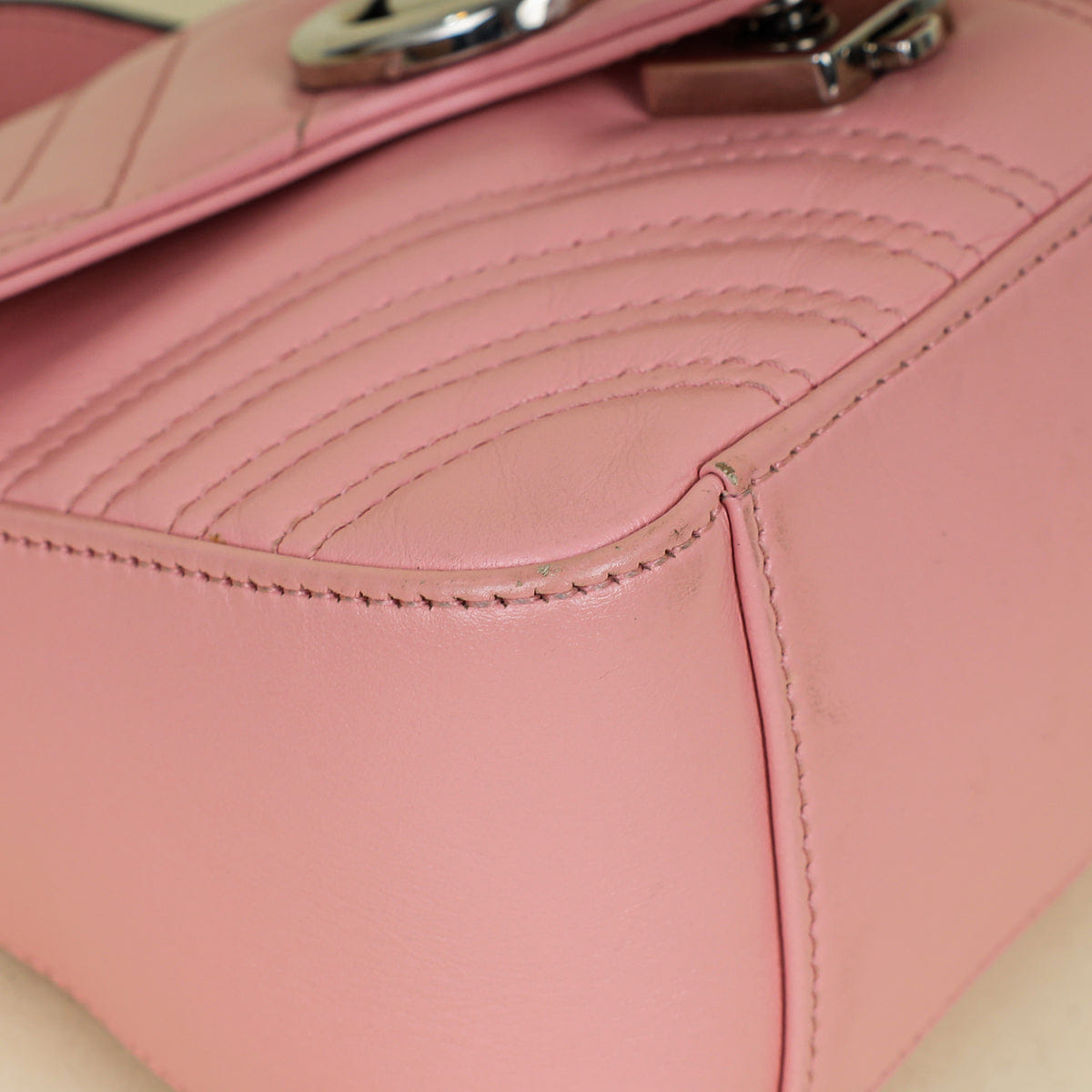 Gucci Pink GG Marmont Top Handle Chain Bag