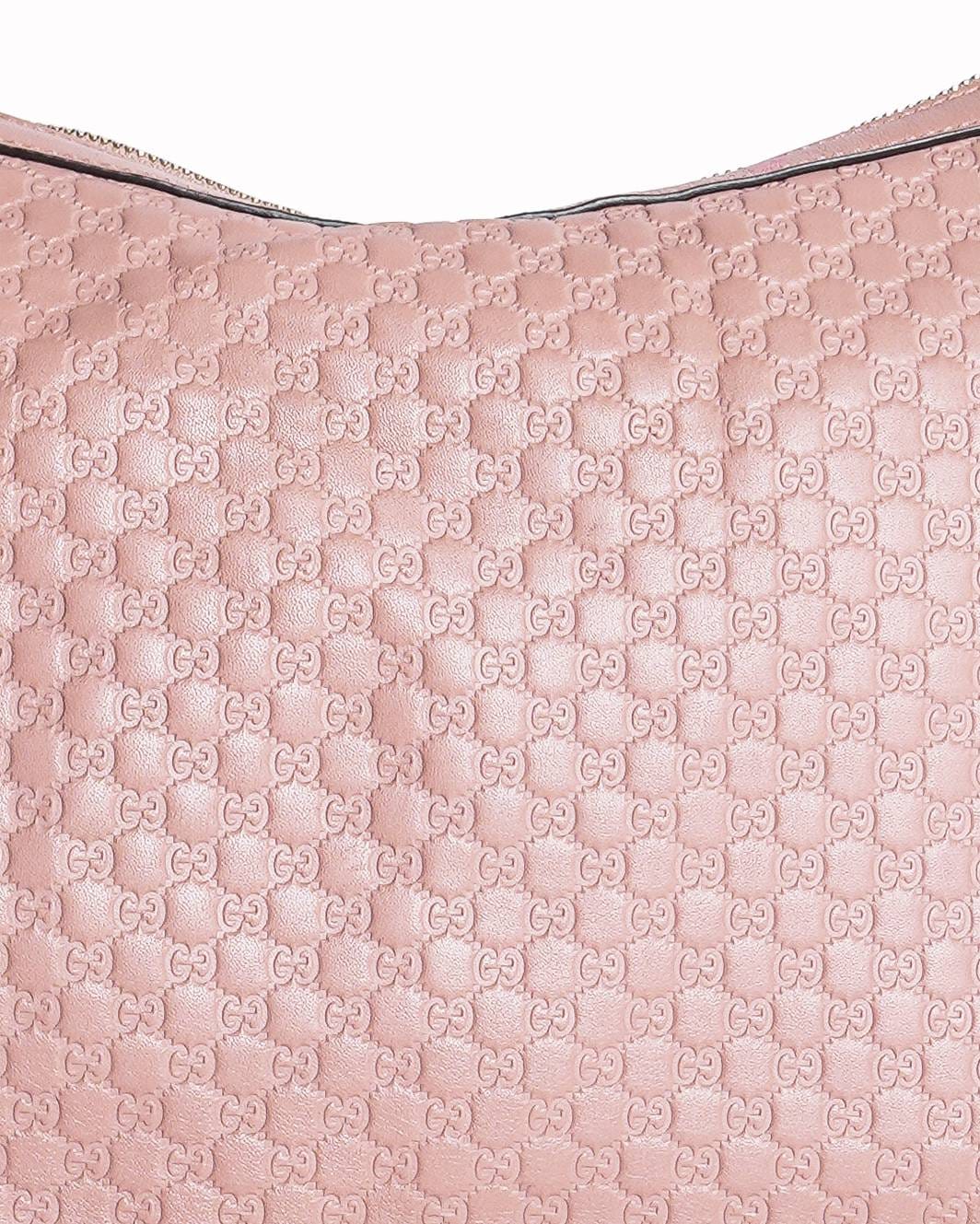 Gucci Pink Leather Microguccissima Bree Hobo Bag