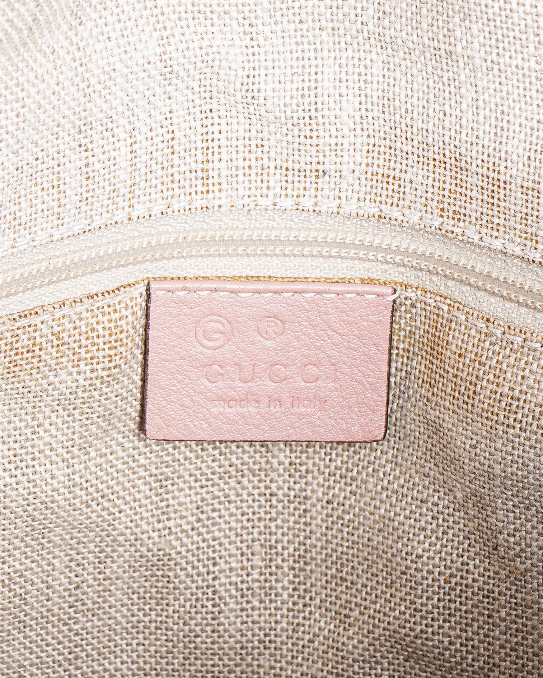 Gucci Pink Leather Microguccissima Bree Hobo Bag