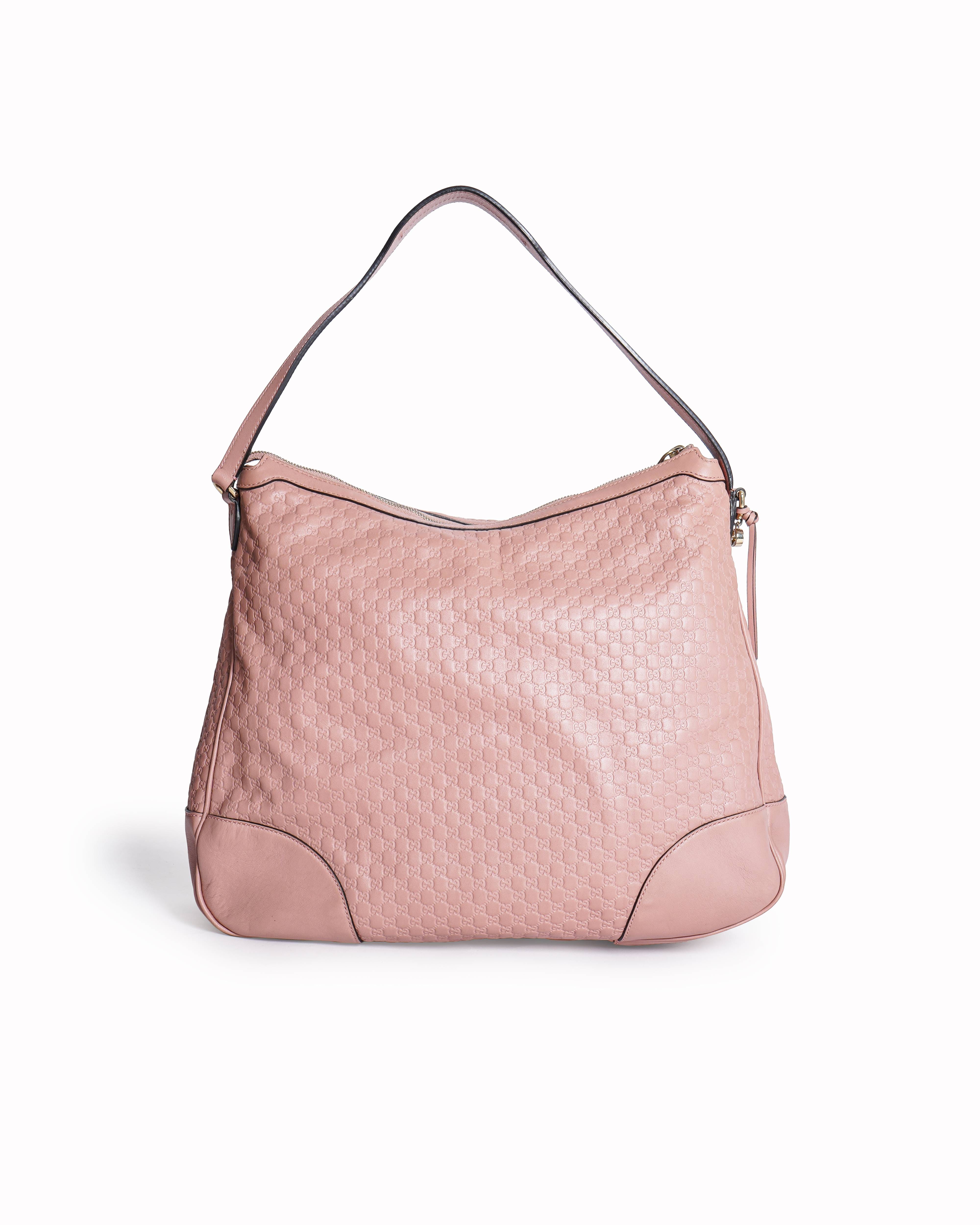 Gucci Pink Leather Microguccissima Bree Hobo Bag