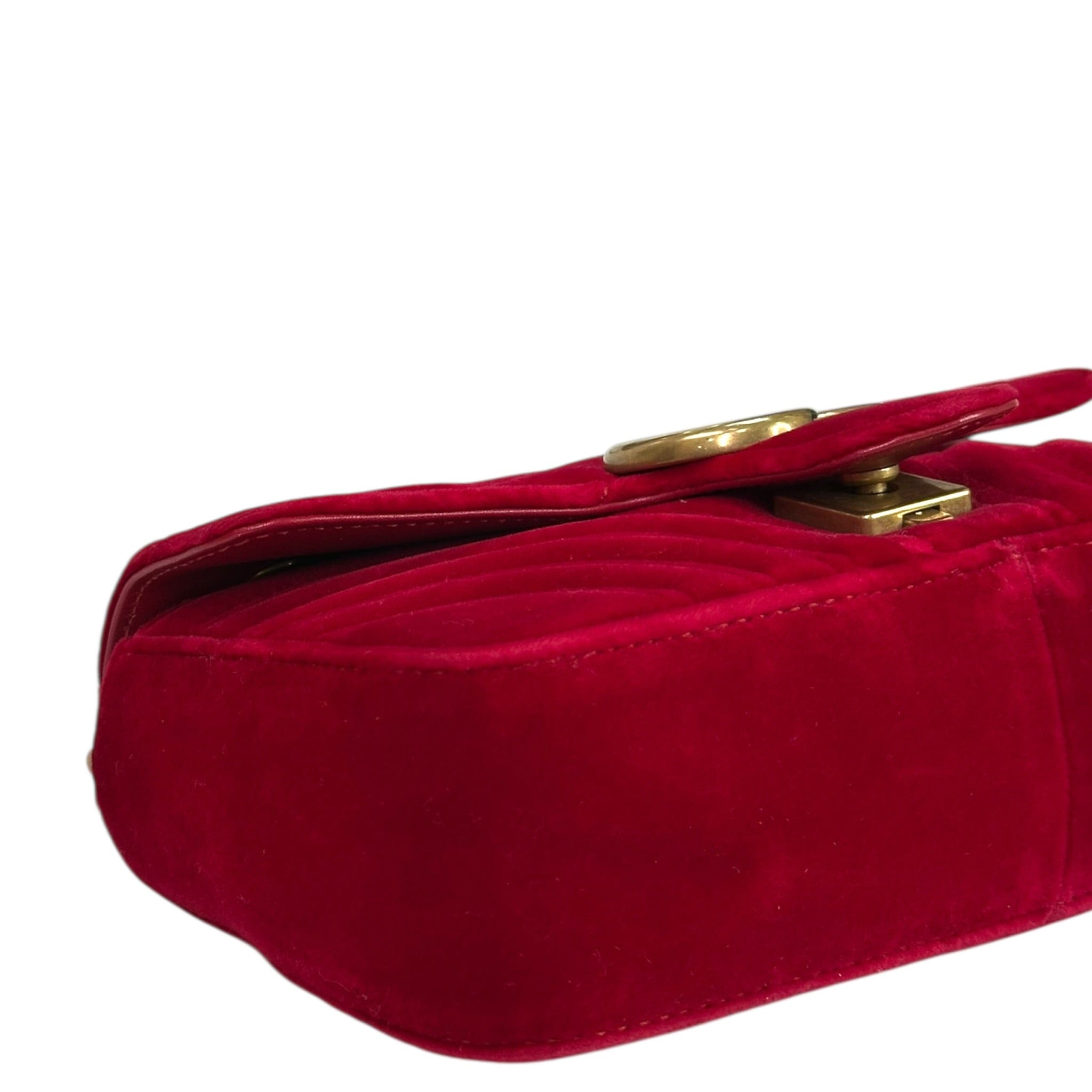Gucci GG Marmont Mini Flap Bag Red Matelassé Velvet